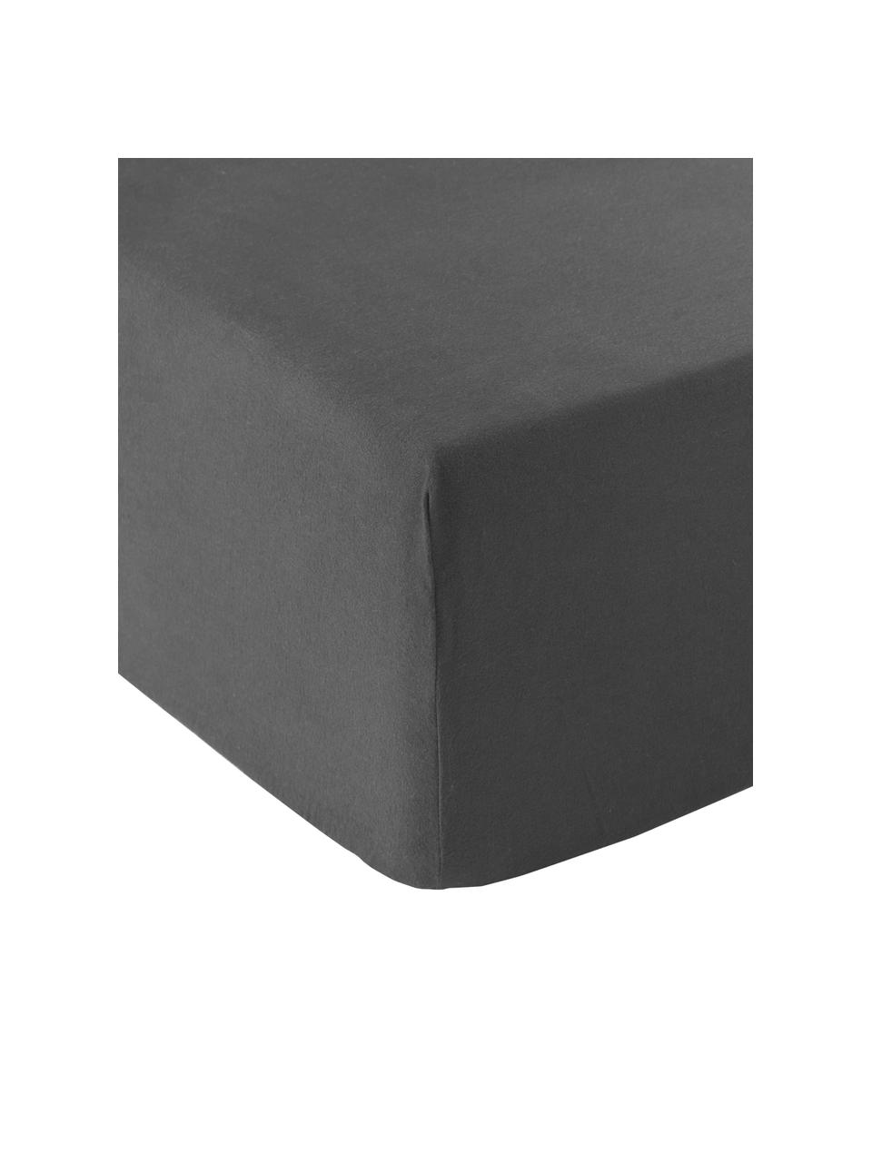 Boxspring-Spannbettlaken Biba, Flanell, Webart: Flanell Flanell ist ein k, Dunkelgrau, B 90 x L 200 cm