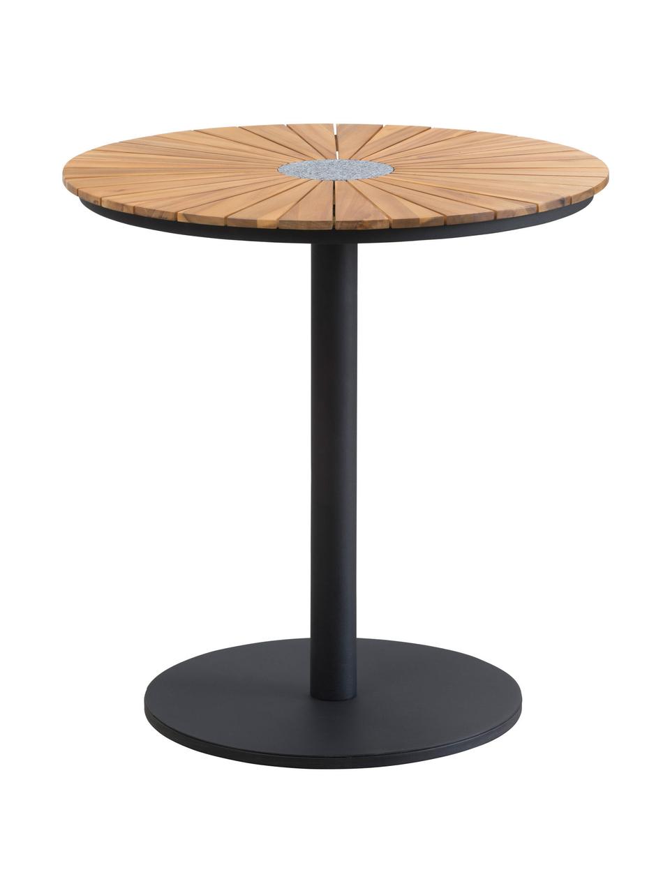 Zahradní stolek z akáciového dřeva Pietra, Světle hnědá, černá, Ø 70 cm, V 74 cm