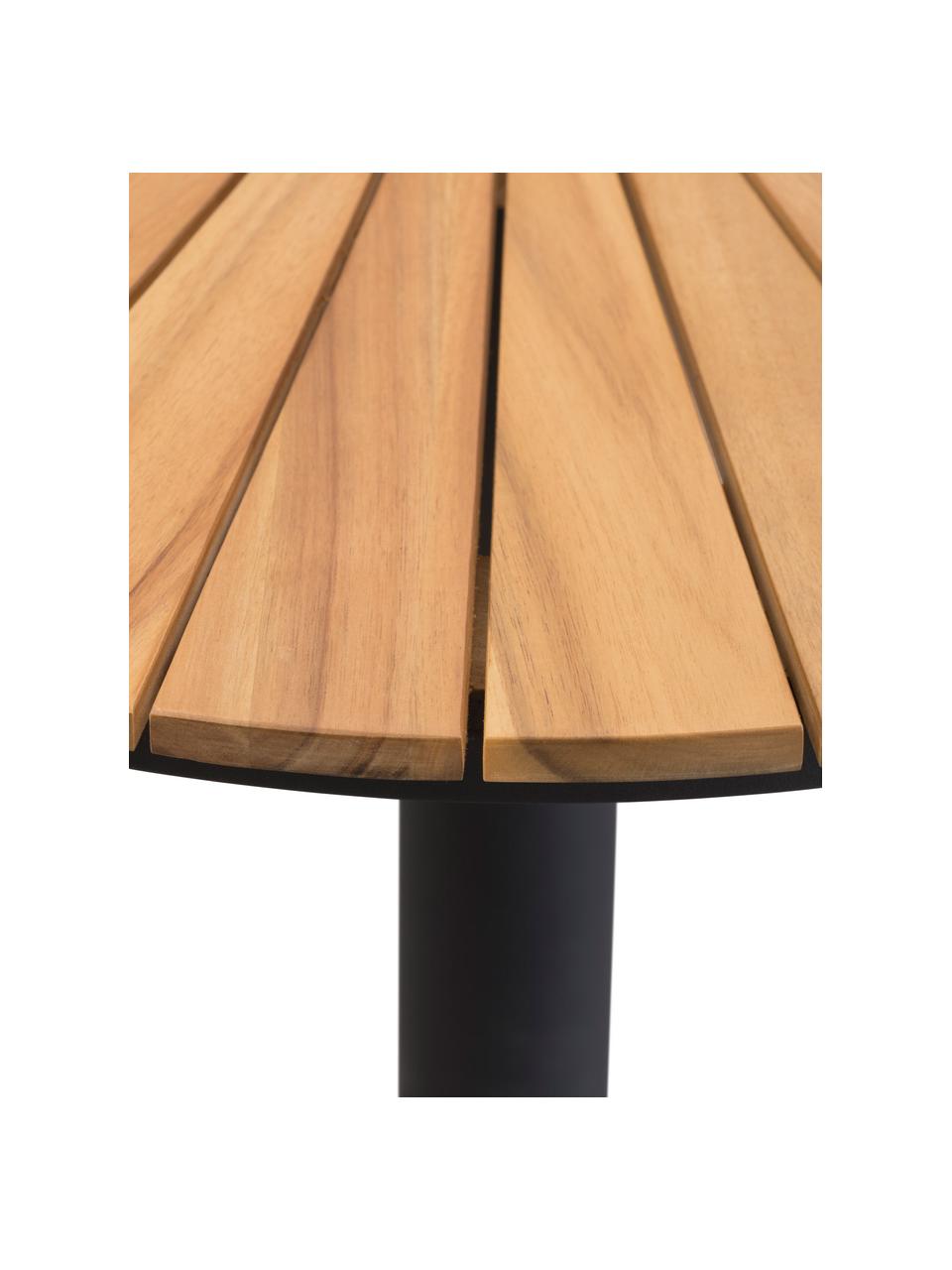 Mesa para exterior de madera de acacia Pietra, Tablero: madera de acacia, Estructura: metal con pintura en polv, Bayo, negro, Ø 70 x Al 74 cm