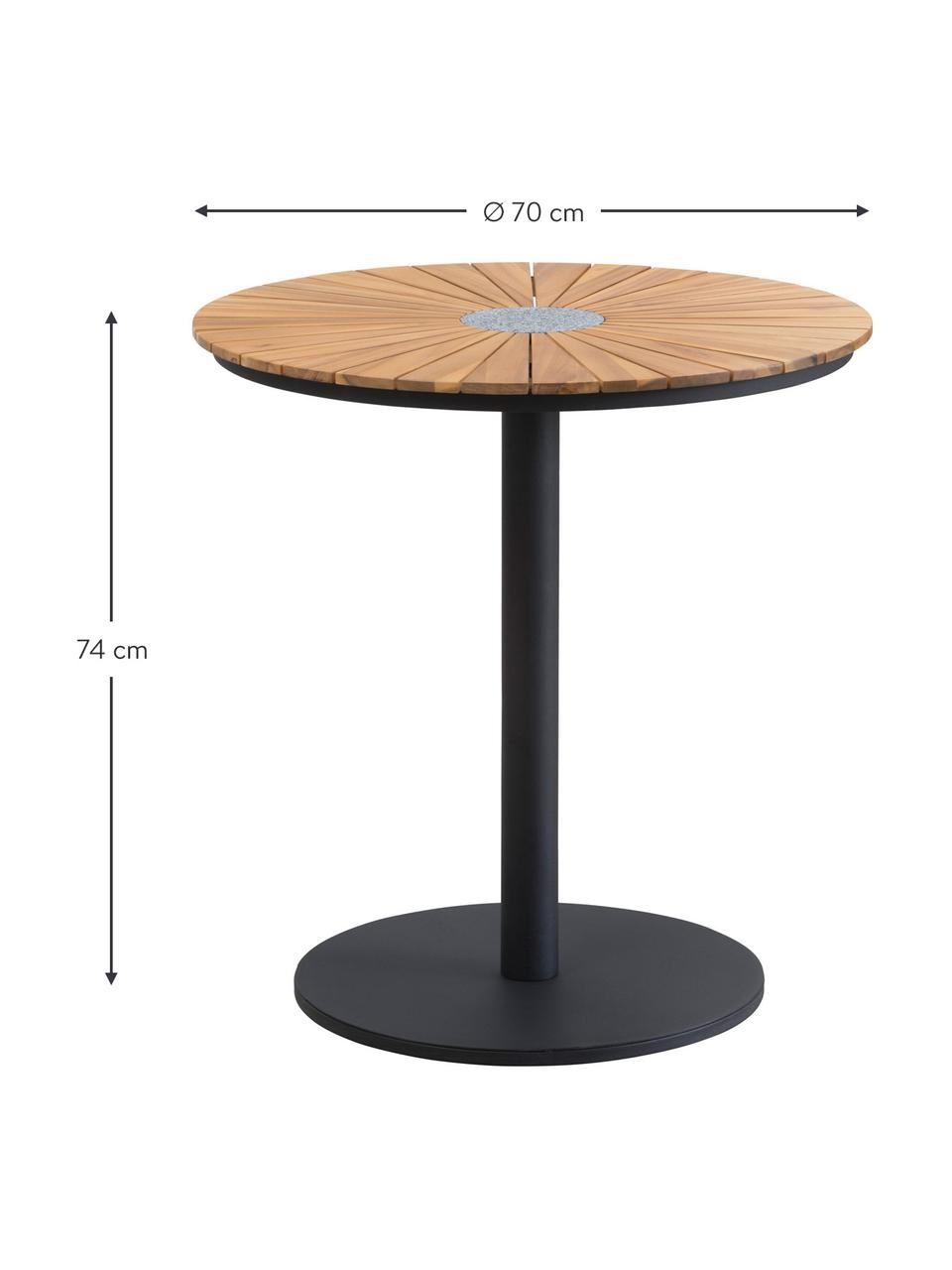 Table de jardin en bois d'acacia Pietra, Brun clair, noir, Ø 70 x haut. 74 cm