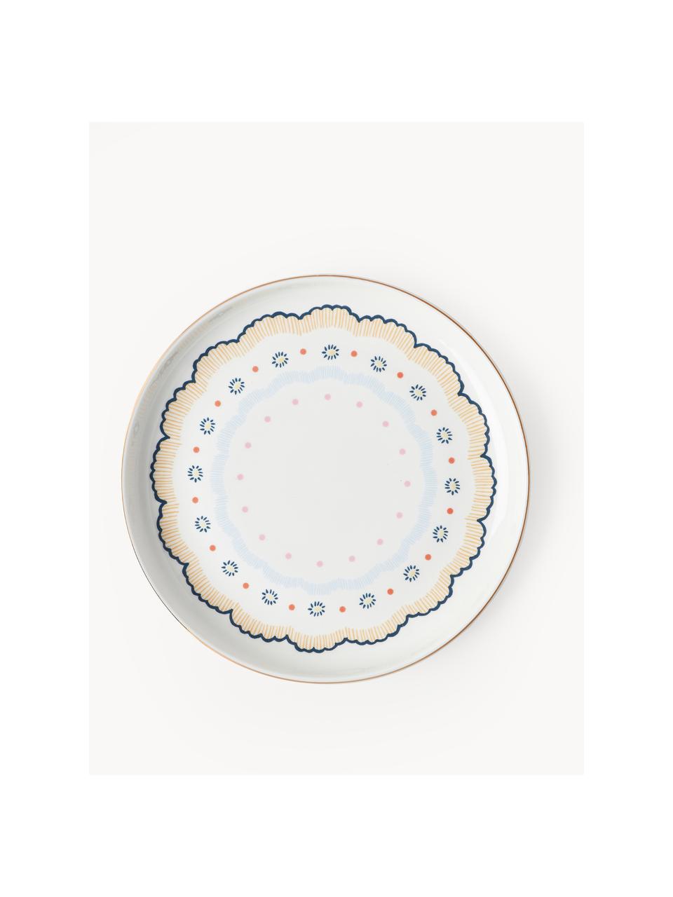 Frühstücksteller Flamboyant, 4er-Set, Porzellan, Mehrfarbig mit Goldrand, Ø 19 x H 3 cm