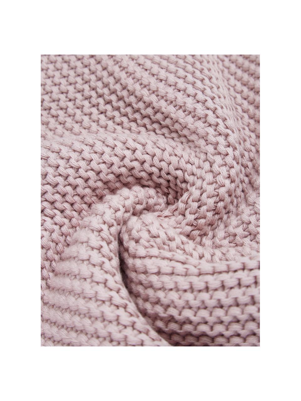 Federa arredo a maglia in cotone organico rosa cipria Adalyn, 100% cotone organico certificato GOTS, Rosa cipria, Larg. 30 x Lung. 50 cm