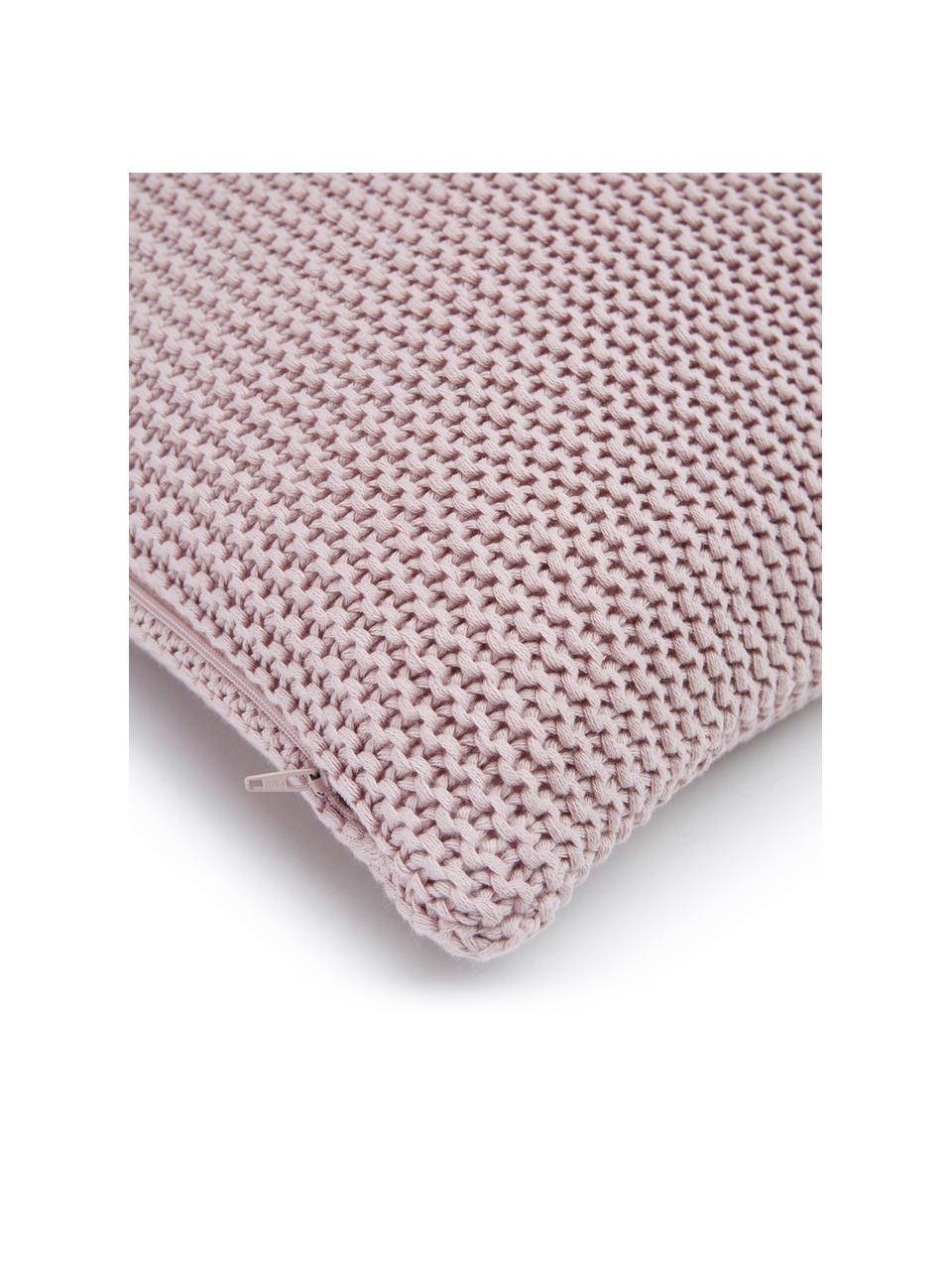 Federa arredo a maglia in cotone organico rosa cipria Adalyn, 100% cotone organico certificato GOTS, Rosa cipria, Larg. 30 x Lung. 50 cm