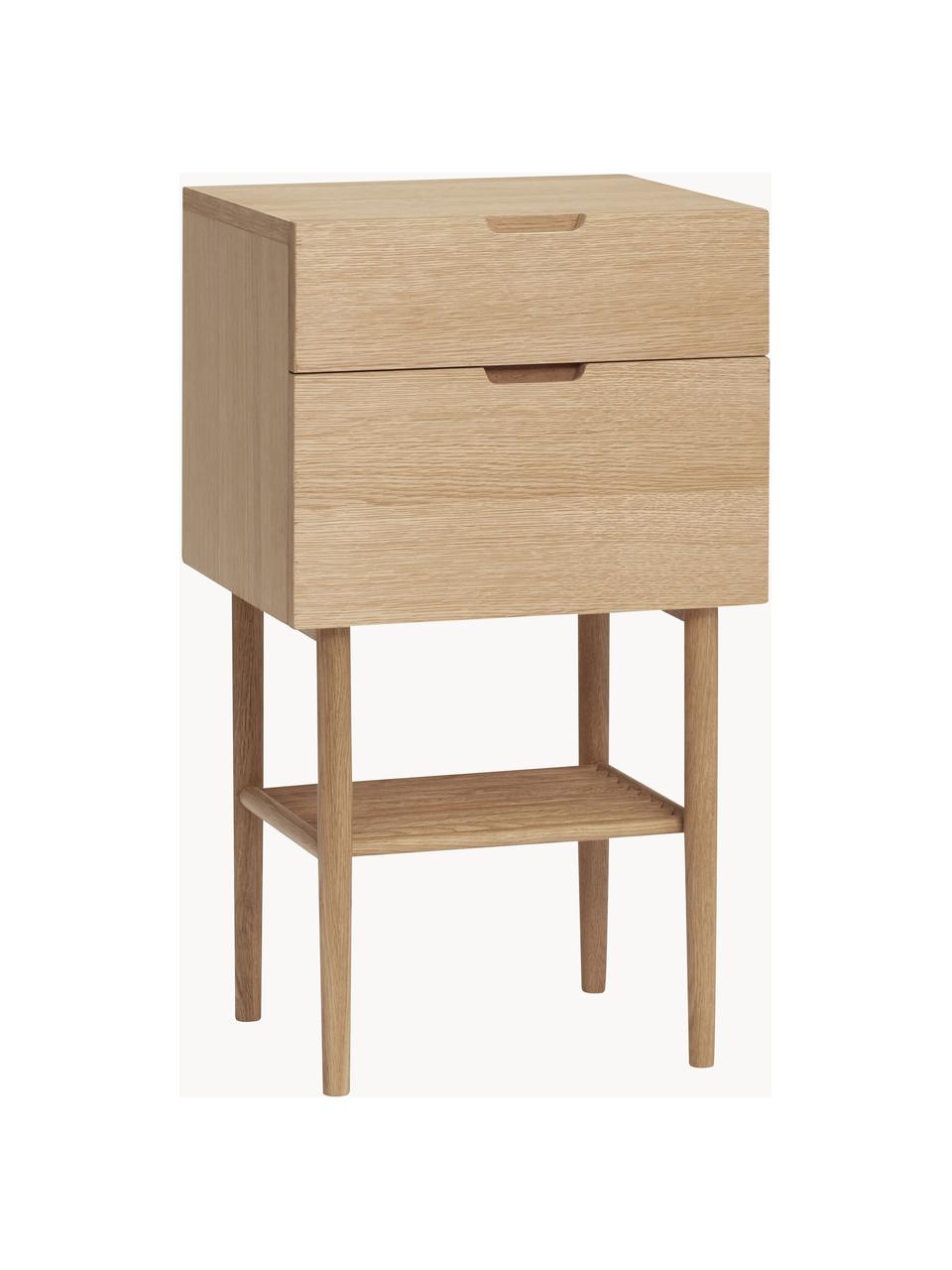 Drevený nočný stolík Acorn, Dubová dyha, dubové drevo, s FSC certifikátom, Drevo, svetlé, Š 40 x H 70 cm
