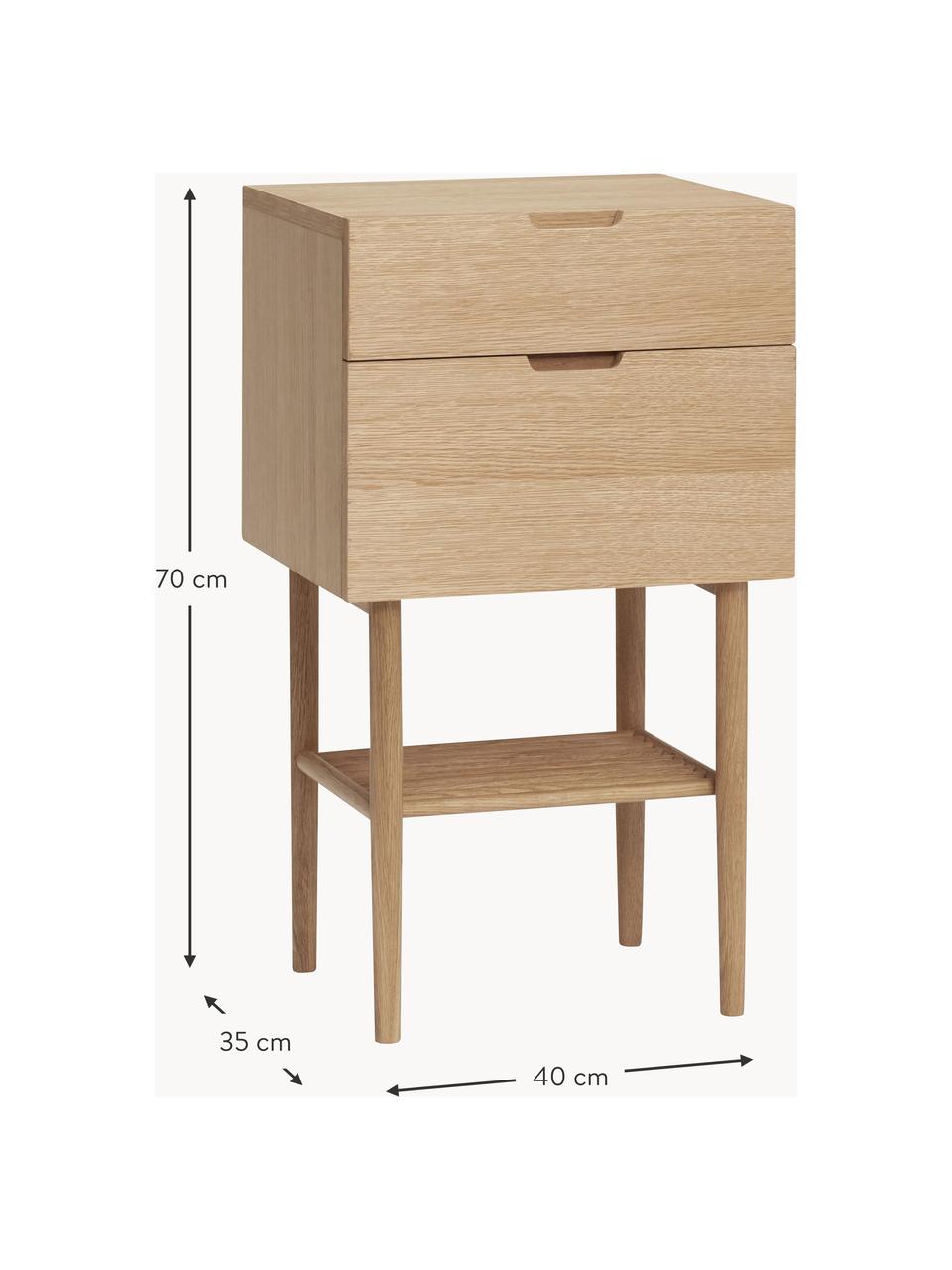 Dřevěný noční stolek Acorn, Dubová dýha, dubové dřevo

Tento produkt je vyroben z udržitelných zdrojů dřeva s certifikací FSC®., Dubové dřevo, Š 40 cm, V 70 cm