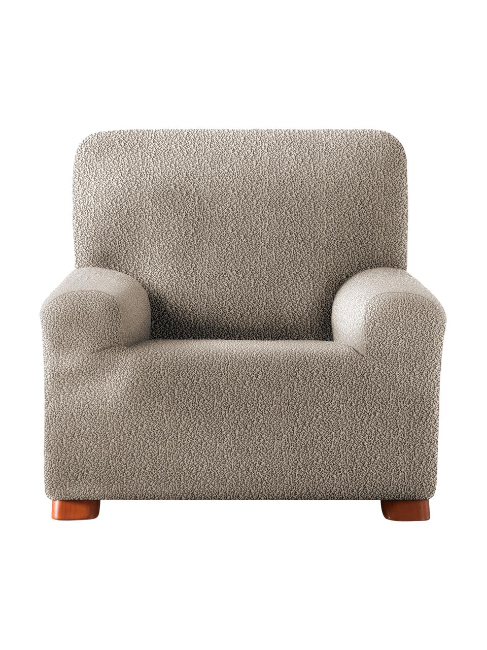 Housse de fauteuil Roc, 55 % polyester, 35 % coton, 10 % élastomère, Beige, larg. 130 x haut. 120 cm