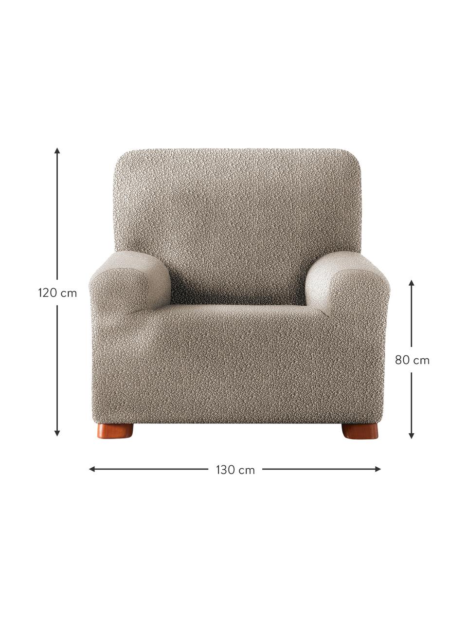 Housse de fauteuil Roc, 55 % polyester, 35 % coton, 10 % élastomère, Beige, larg. 130 x haut. 120 cm