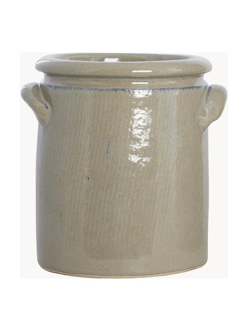 Blumentopf Pottery, H 15 cm, Weißer Ton, Hellbeige, Ø 13 x H 15 cm