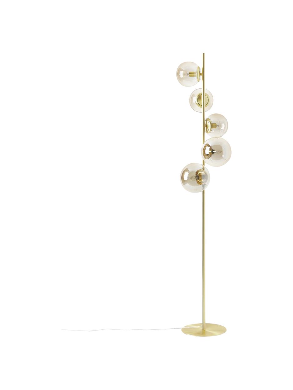 Industriële vloerlamp Casey van glas, Goudkleurig, champagnekleurig, Ø 37 x H 170 cm