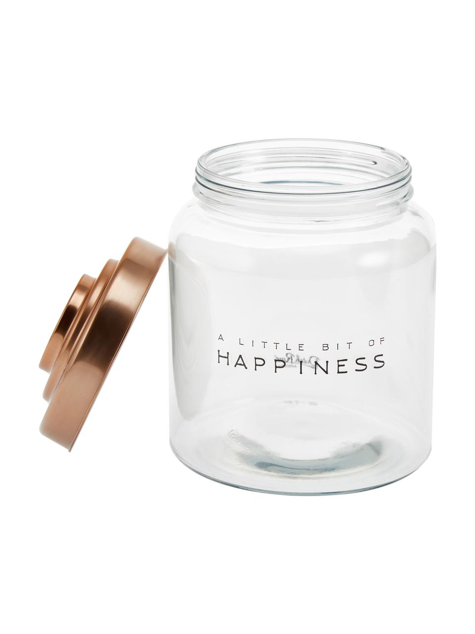 Aufbewahrungsglas Happiness, Ø 16 x H 21 cm, Deckel: Porzellan, lackiert, Transparent, Ø 16 x H 21 cm, 2.5 L