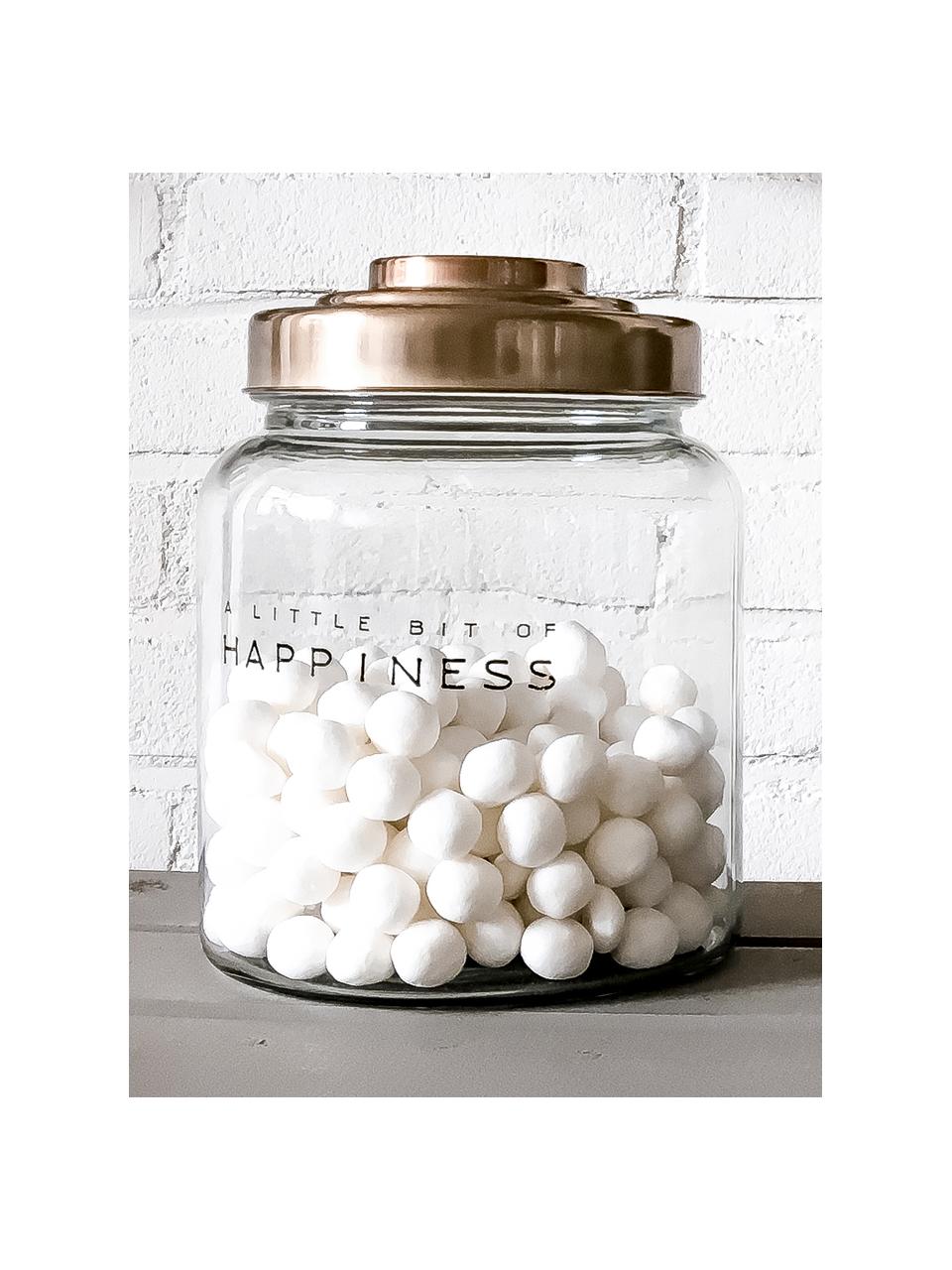 Aufbewahrungsglas Happiness, Ø 16 x H 21 cm, Deckel: Porzellan, lackiert, Transparent, Ø 16 x H 21 cm, 2.5 L