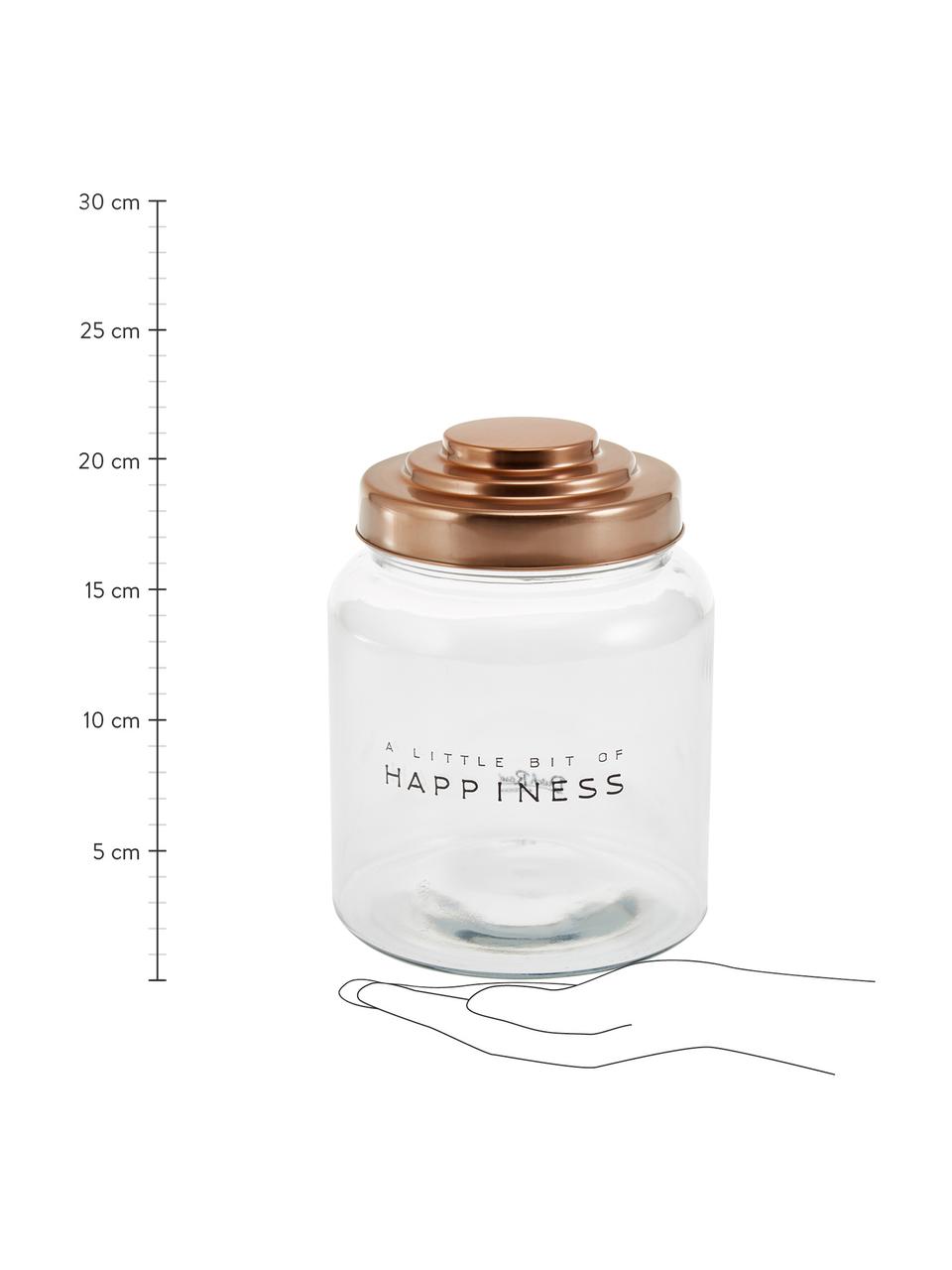 Aufbewahrungsglas Happiness, Ø 16 x H 21 cm, Deckel: Porzellan, lackiert, Transparent, Ø 16 x H 21 cm, 2.5 L