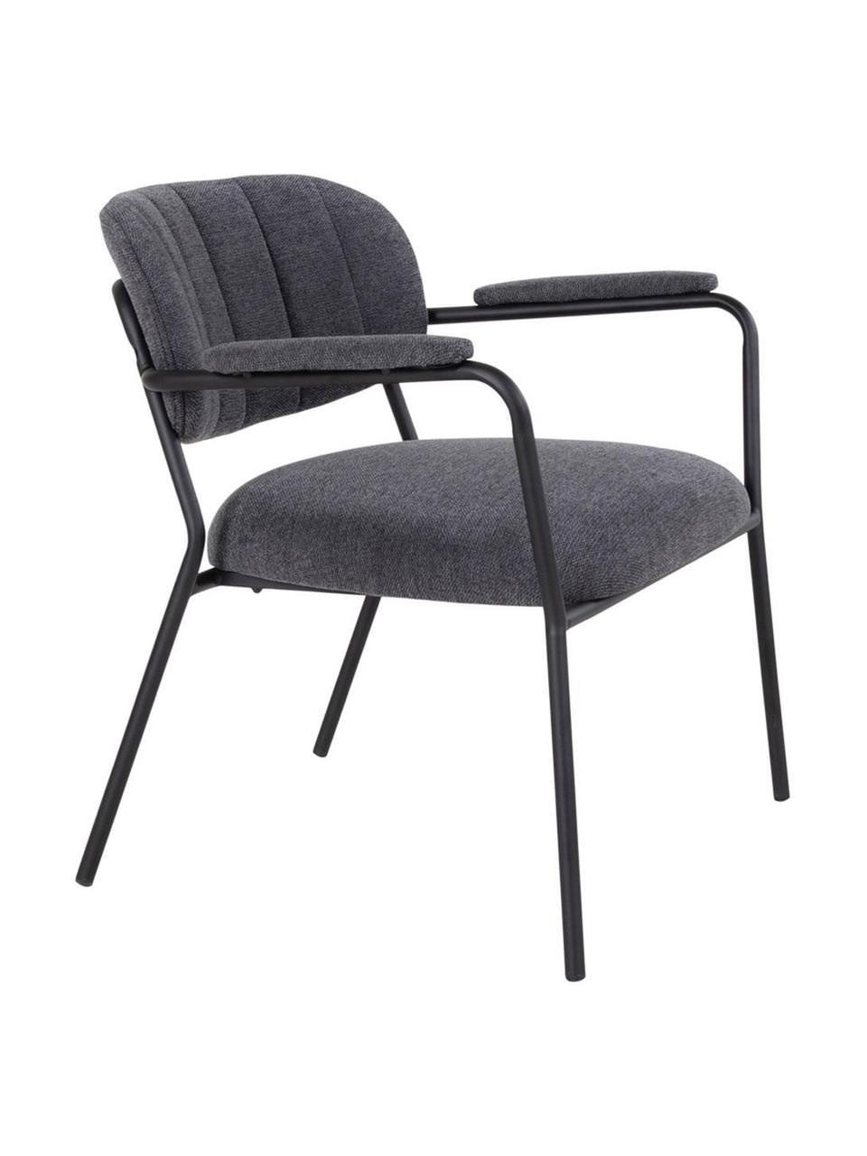 Sillón Alicante, Tapizado: tejido, Estructura: madera, Patas: metal, Gris, An 61 x F 72 cm