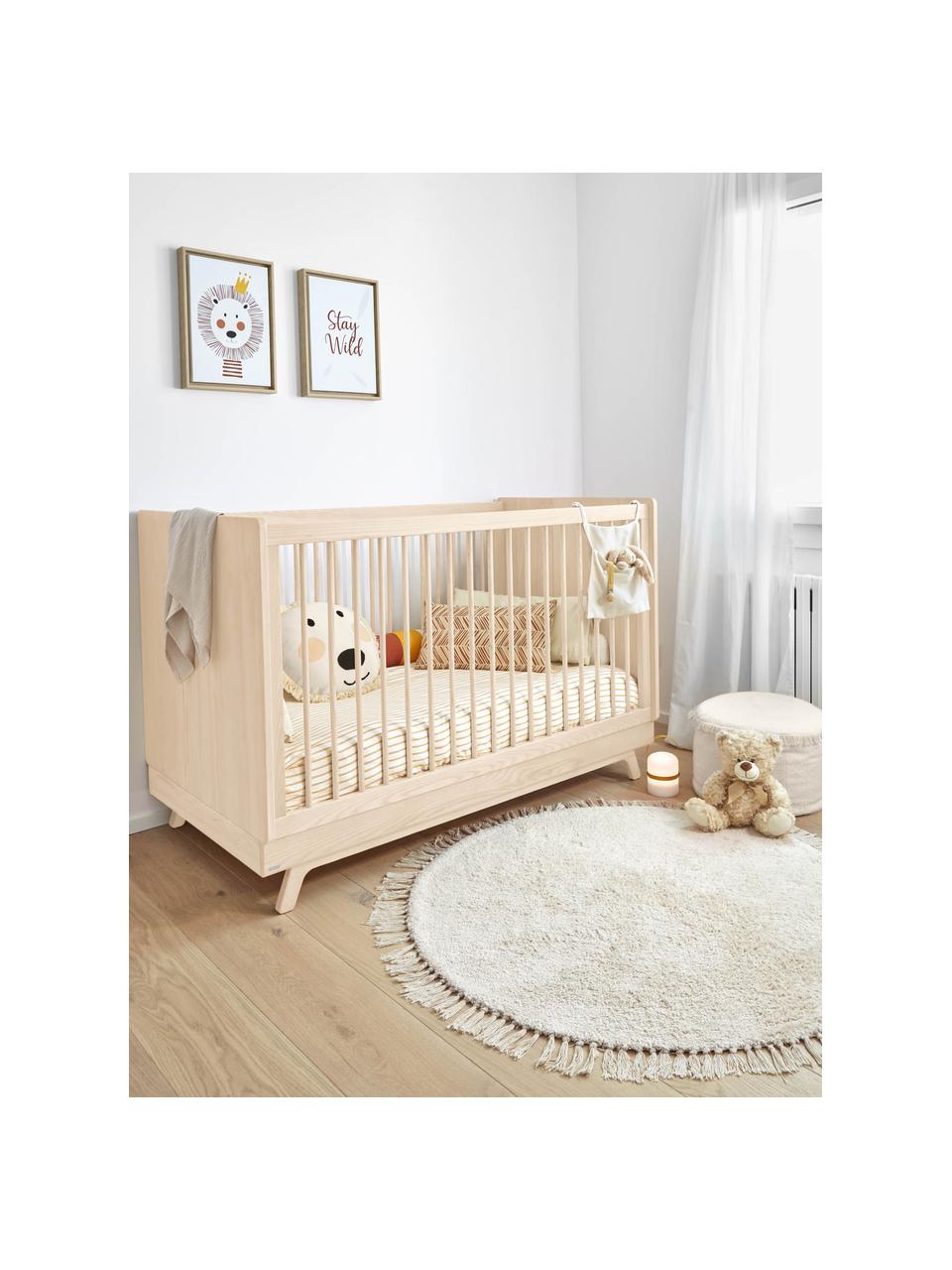 Runder Kinderteppich Orwen aus Baumwolle, handgewebt, 100 % Baumwolle, Cremeweiss, Ø 100 cm