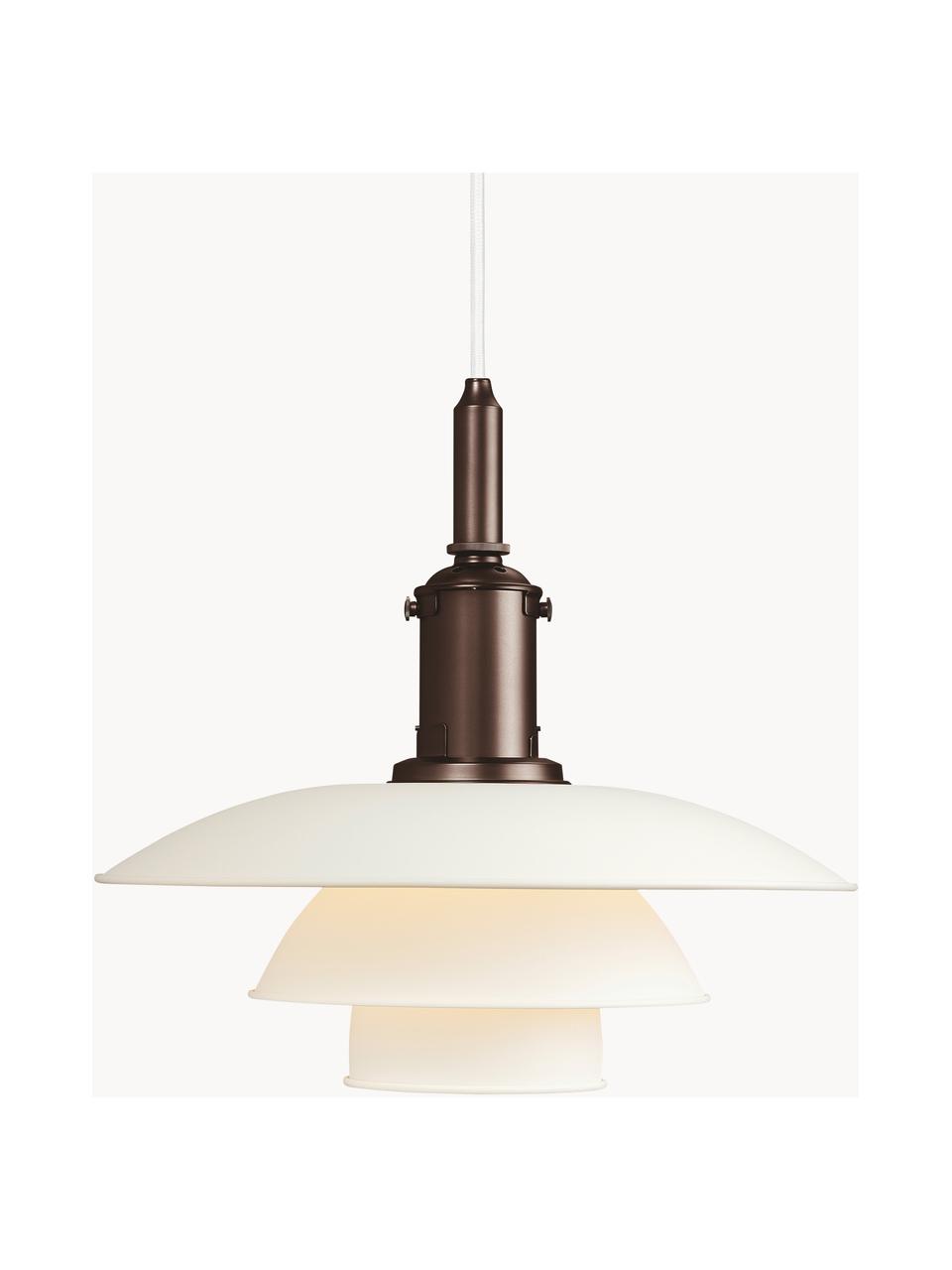 Lámpara de techo PH 3½-3, Pantalla: aluminio recubierto, Cable: cubierto en tela, Blanco, cobre, Ø 33 x Al 31 cm