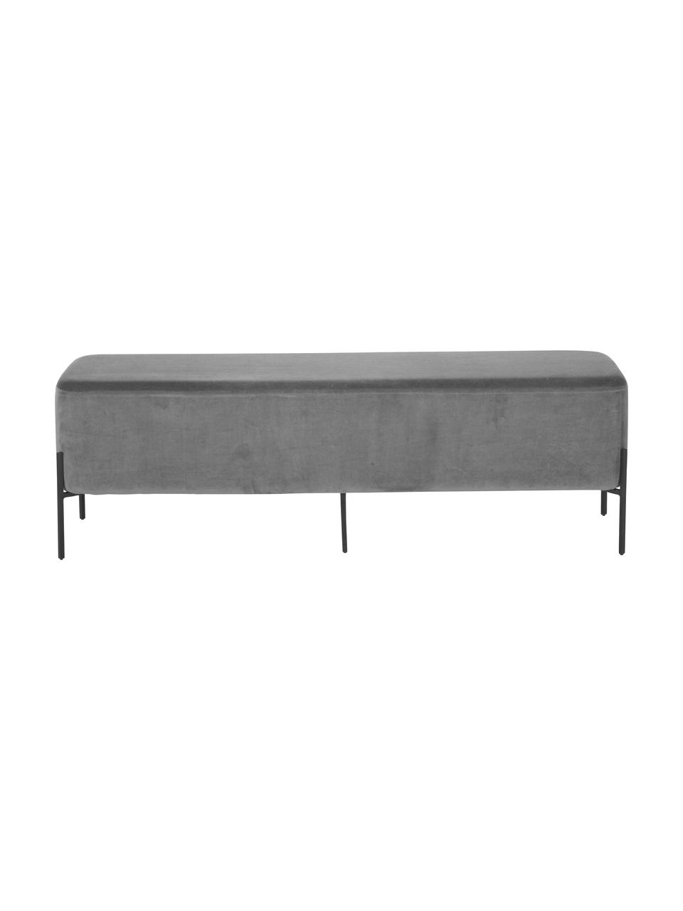 Čalouněná lavice ze sametu Harper, Potah: tmavě šedá Podstava: matná černá, Š 140 cm, V 45 cm