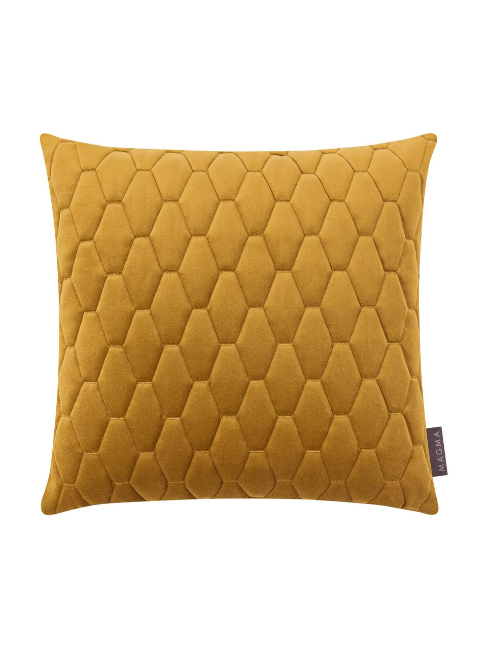 Poszewka na poduszkę z aksamitu Magali, 100% aksamit poliestrowy, Żółty, S 40 x D 40 cm
