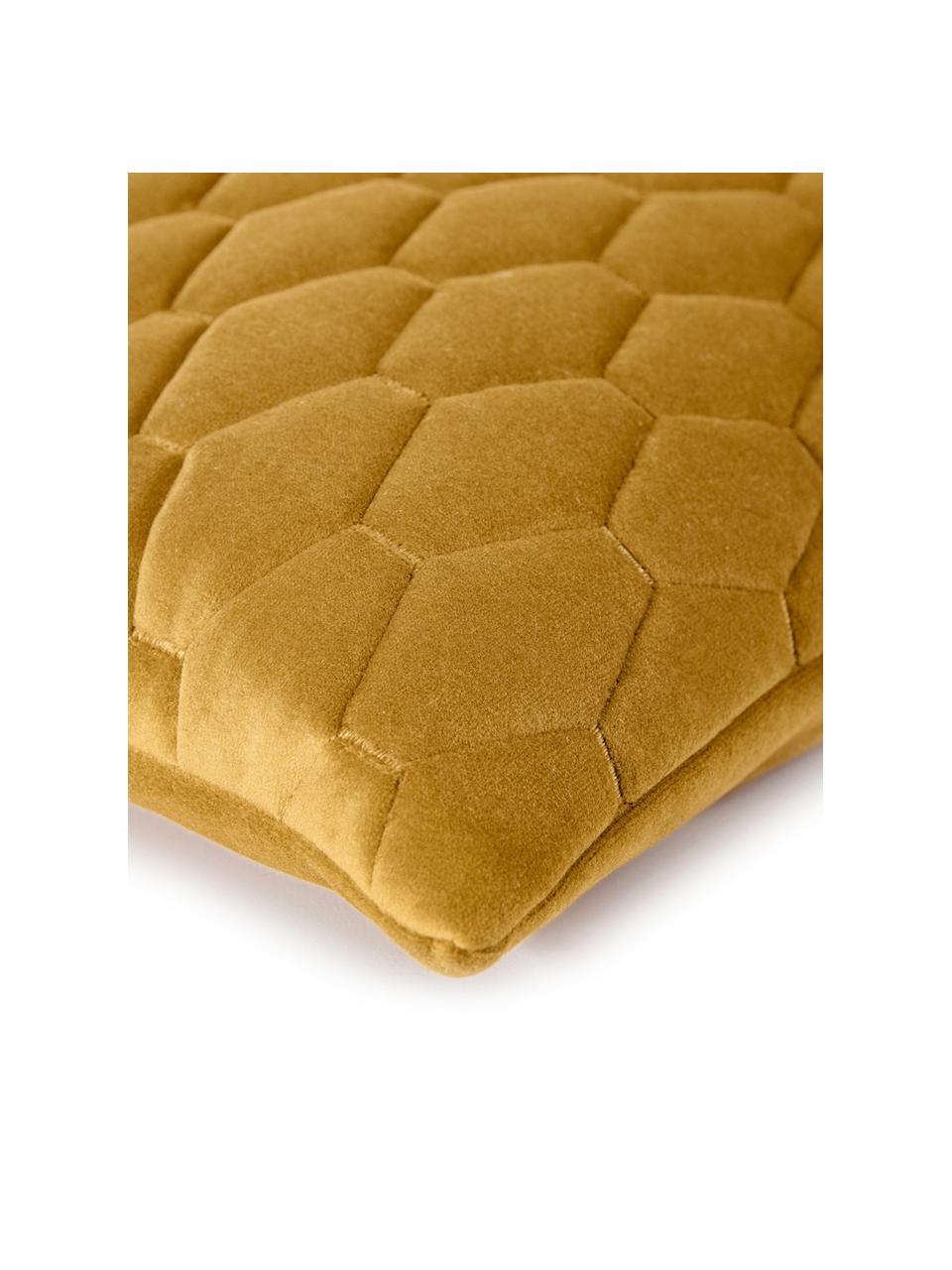 Fluwelen kussenhoes Magali in mosterdgeel, 100% polyester fluweel, Mosterdgeel, 40 x 40 cm