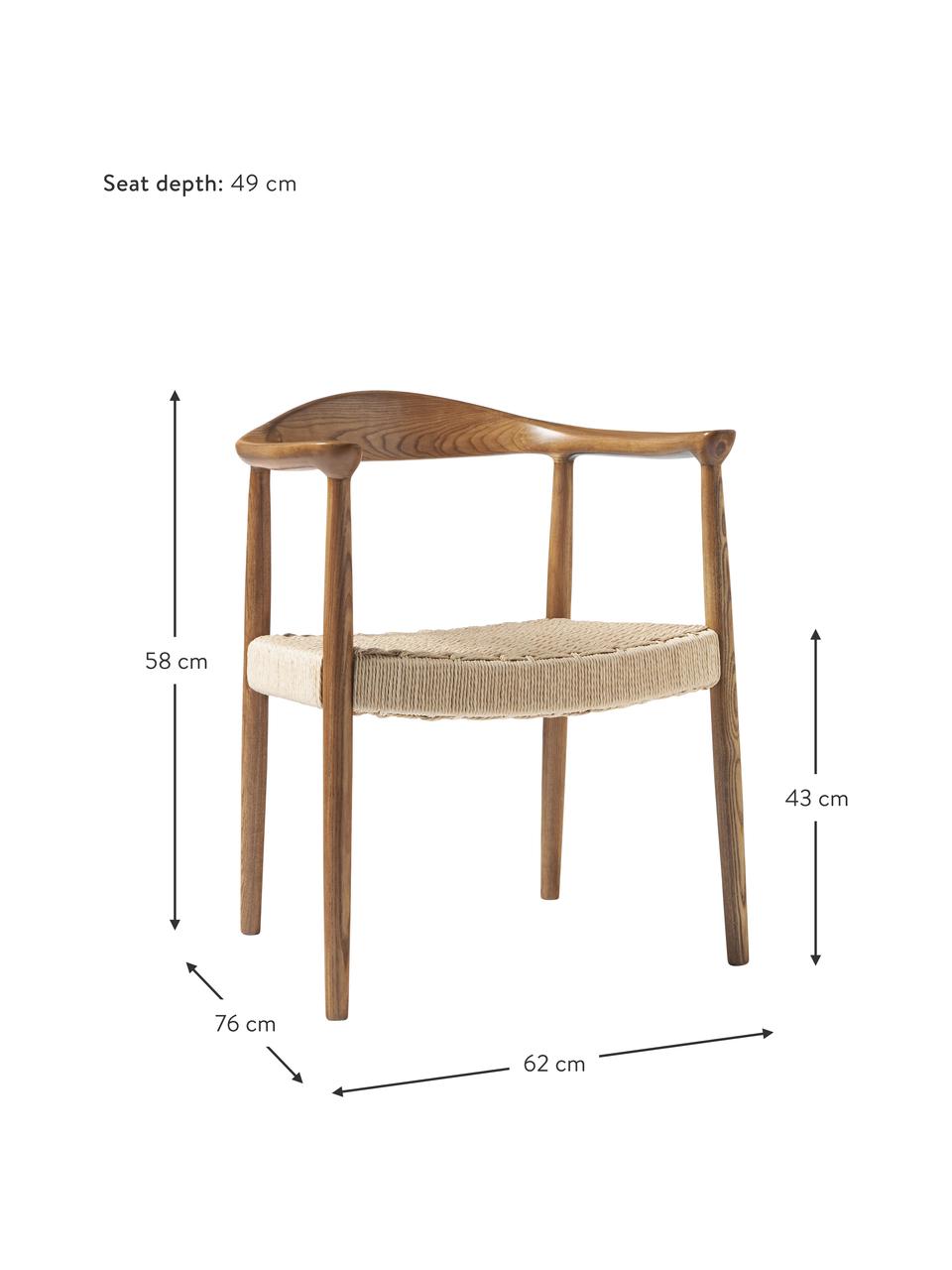 Židle s područkami z jasanového dřeva Pavel, Ratan, jasanové dřevo, Š 62 cm, H 76 cm