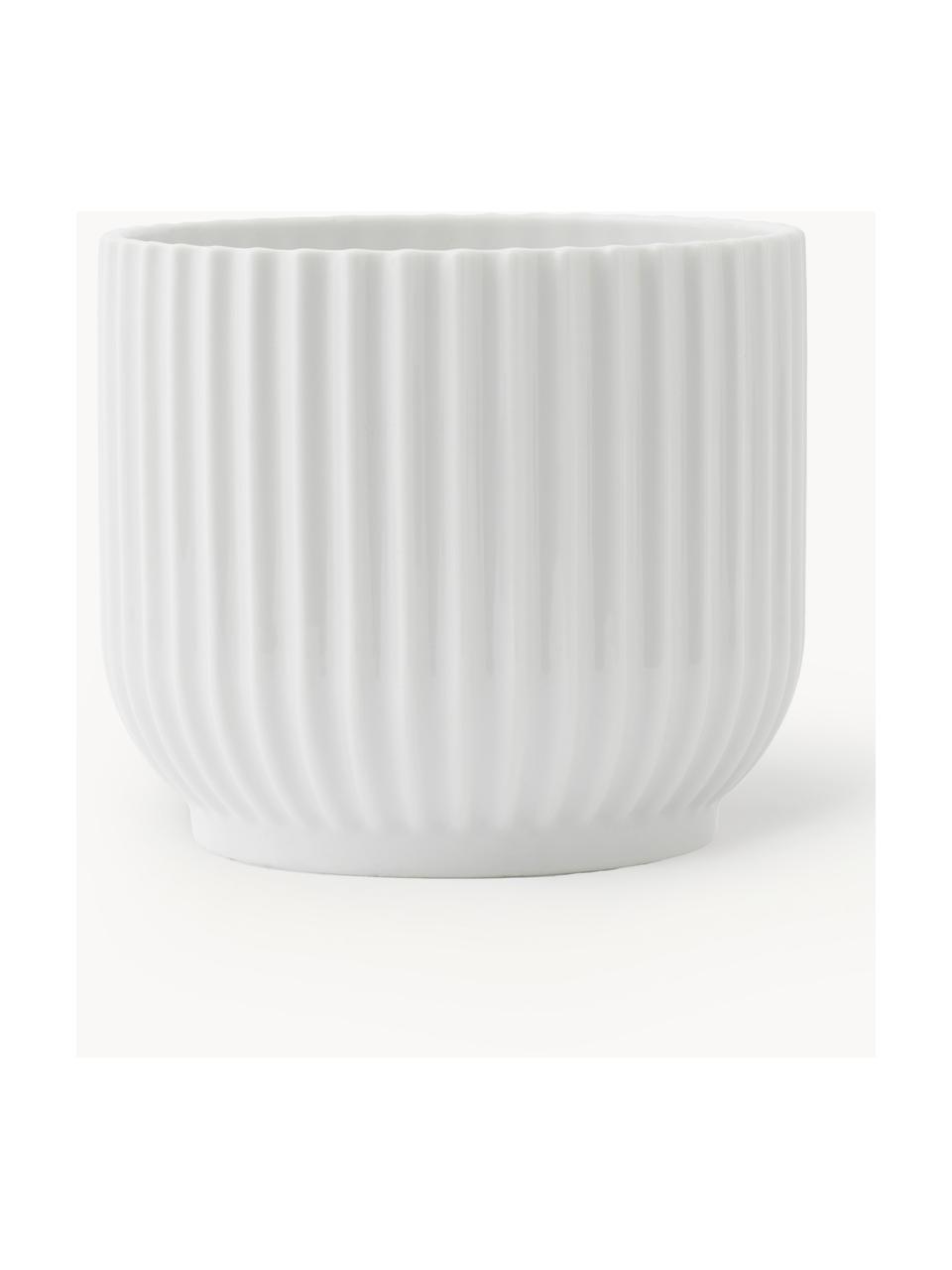 Porcelánový obal na květináč Lyngby, V 11 cm, Porcelán, Bílá, Š 12 cm, V 11 cm