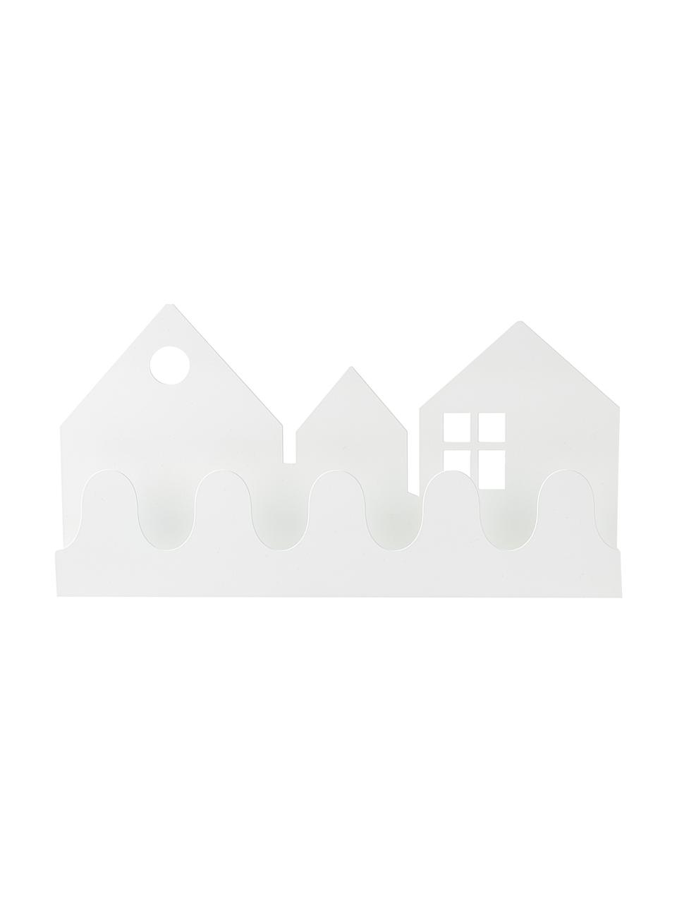 Kinderkapstok Village in het wit, Gepoedercoat metaal, Wit, B 32 cm x H 16 cm