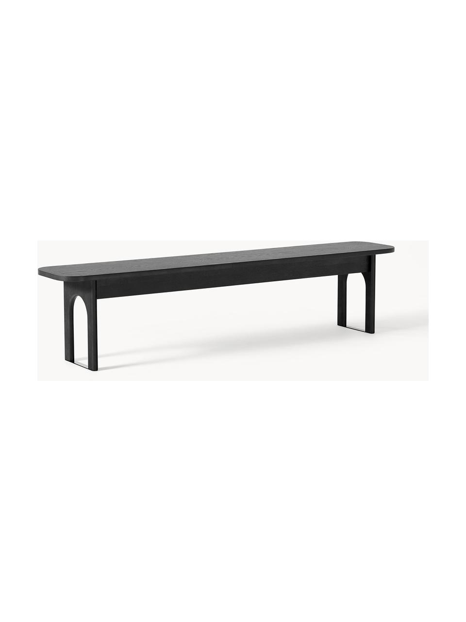 Banc Apollo, Bois de chêne, noir laqué, larg. 200 x prof. 37 cm