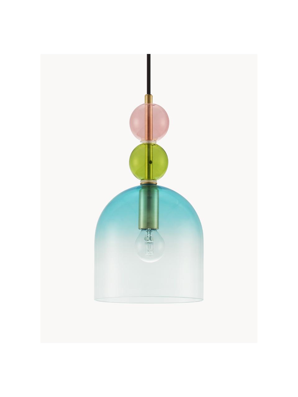 Kleine hanglamp Murano, Turquoise, roze, olijfgroen, Ø 16 x H 30 cm