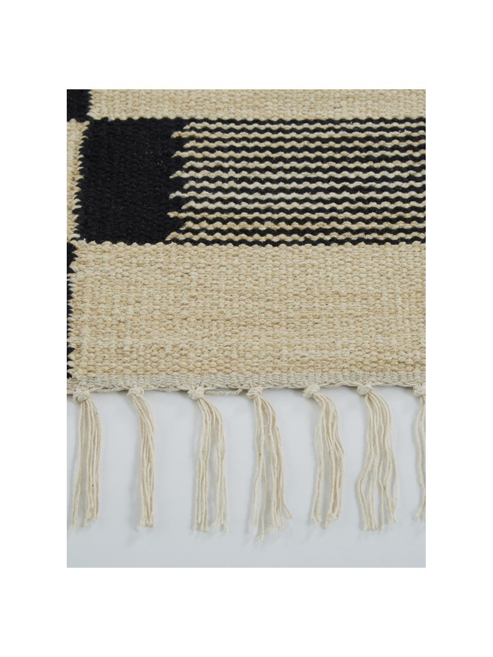 Teppich Grabig mit Blockmuster in Beige-Schwarz, Beige, Schwarz, B 130 x L 170 cm (Grösse S)