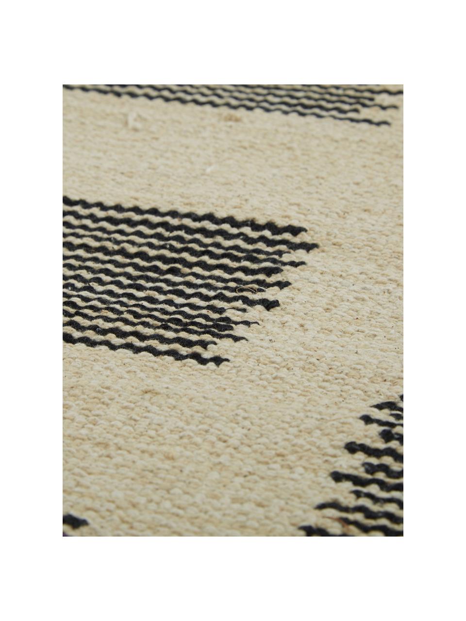 Tapis imprimé blocs beige-noir Grabig, Brun clair, noir