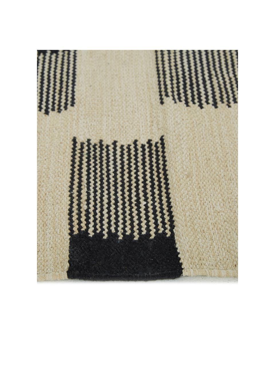 Tappeto in cotone motivo a blocchi Grabig, Beige, nero, Larg. 130 x Lung. 170 cm (taglia S)