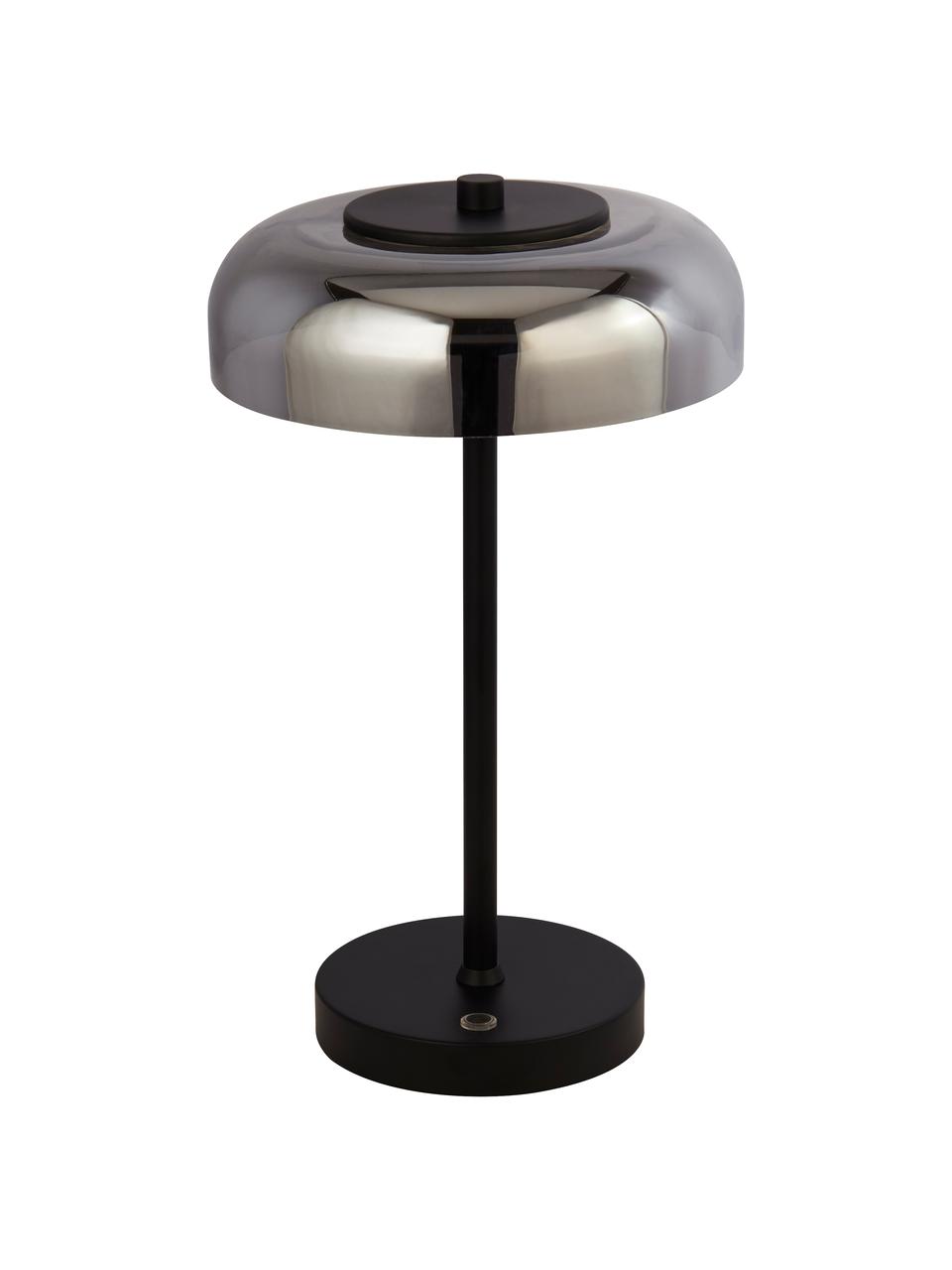 Lampa stołowa LED ze szkła z funkcją przyciemniania Frisbee, Czarny, szary, Ø 23 x W 40 cm