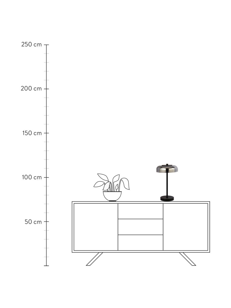 Lámpara de mesa LED de vidrio regulable Frisbee, Pantalla: vidrio, Cable: plástico, Negro, gris, Ø 23 x Al 40 cm