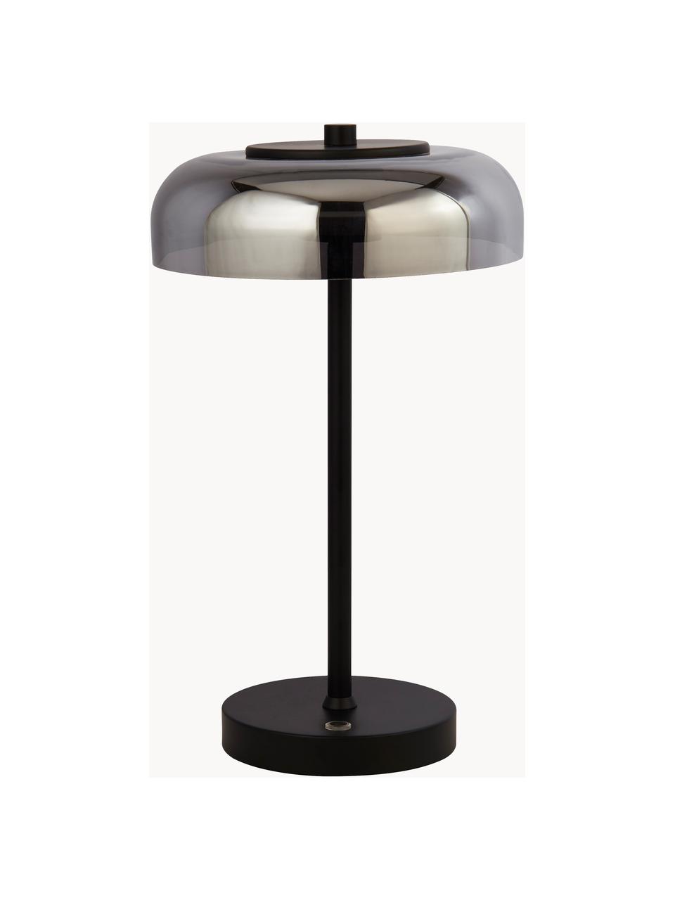Lampa stołowa LED ze szkła z funkcją przyciemniania Frisbee, Czarny, szary, Ø 23 x W 40 cm