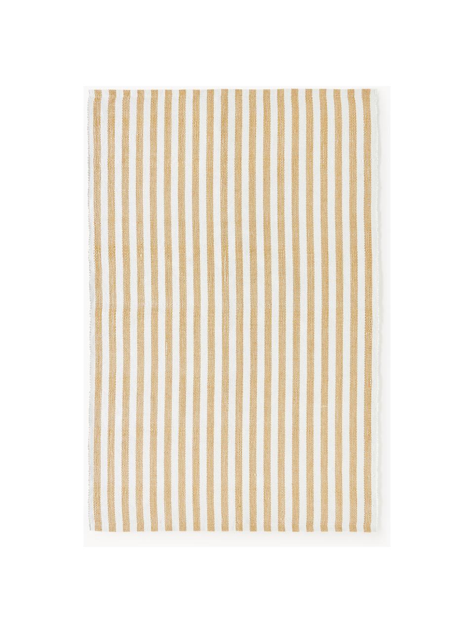 Ručně tkaný interiérový/exteriérový koberec Lyla, 100 % polyester, certifikace GRS, Bílá, okrová, Š 80 cm, D 150 cm (velikost XS)