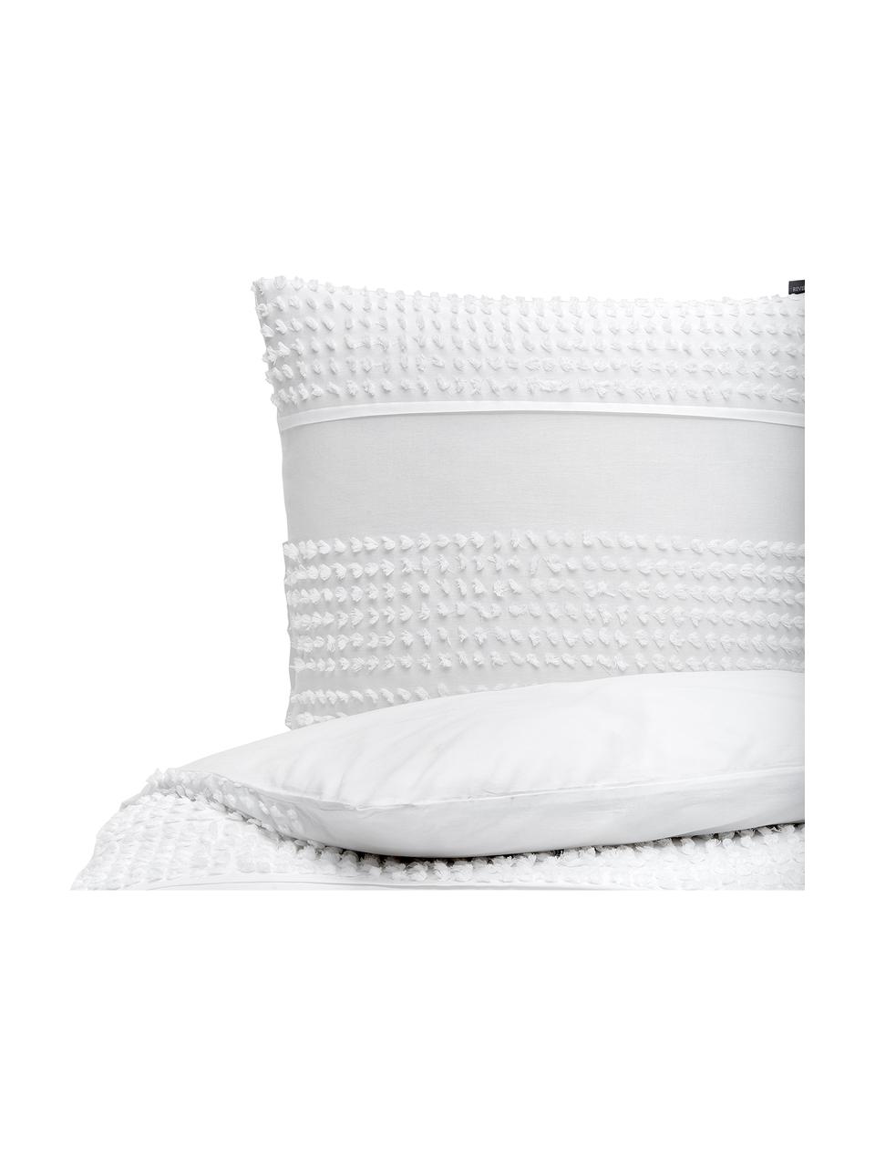 Pościel z bawełny z tuftowaną dekoracją Endure, Biały, 155 x 220 cm + 1 poduszka 80 x 80 cm