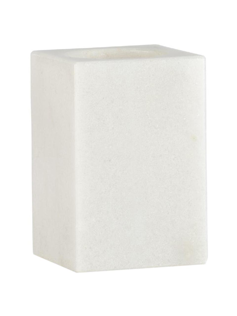 Marmeren tandenborstelbeker Andre, Houder: marmer, Wit, gemarmerd, Ø 7 x H 11 cm