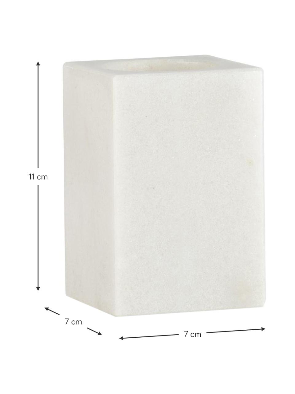 Marmeren tandenborstelbeker Andre, Houder: marmer, Wit, gemarmerd, Ø 7 x H 11 cm