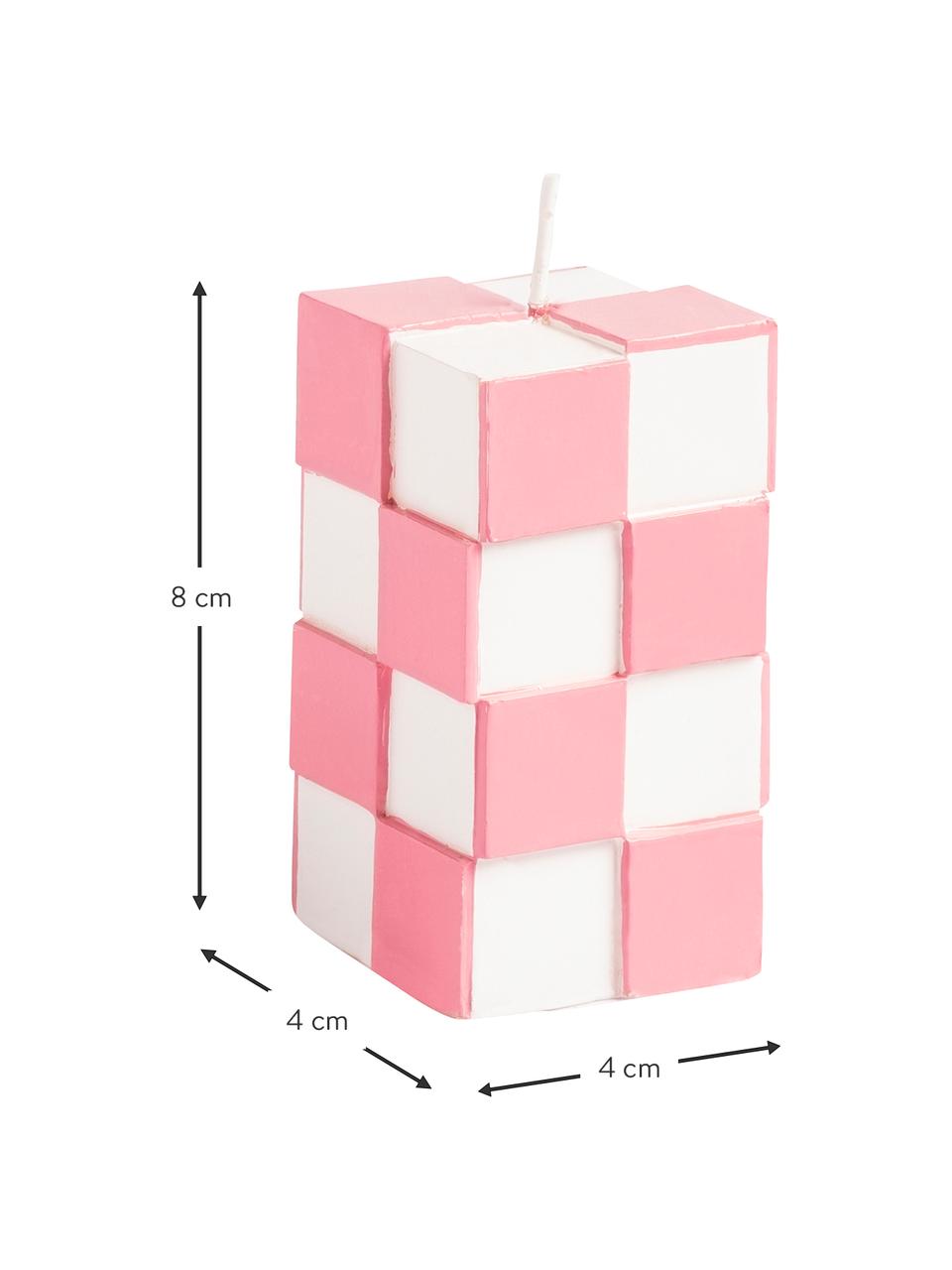 Kaars Tile met tegeleffect, Was, Roze, wit, B 4 x H 8 cm