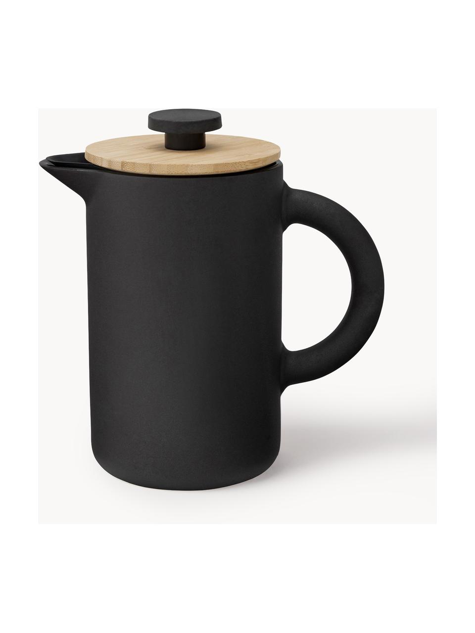 French press konvička na kávu Theo, Kamenina, Matná černá, 800 ml