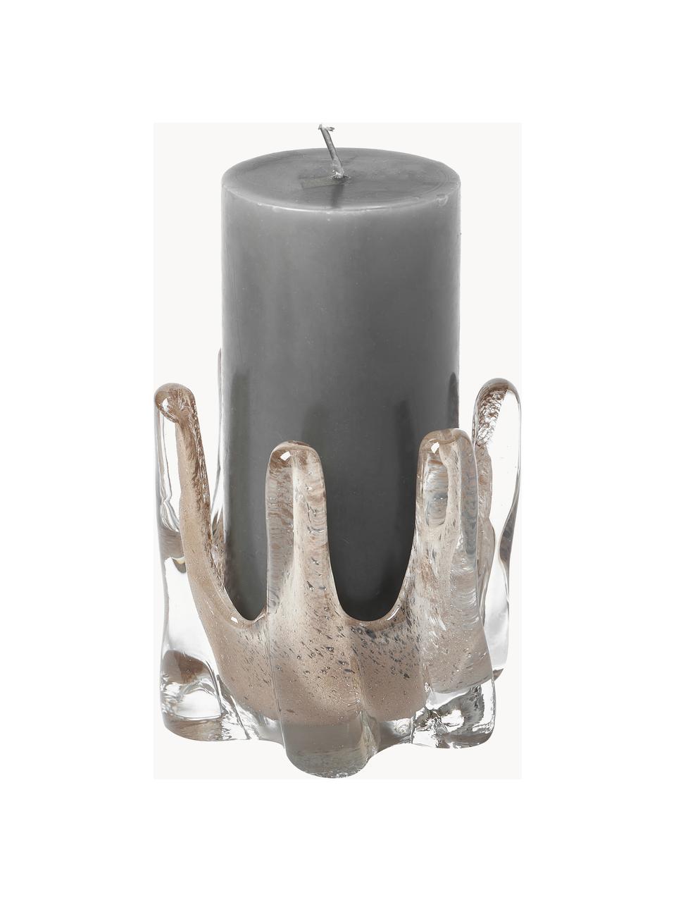 Ručně vyrobený svícen na čajovou svíčku Helix, Ø 15 cm, Sklo, Greige, Ø 15 cm, V 14 cm