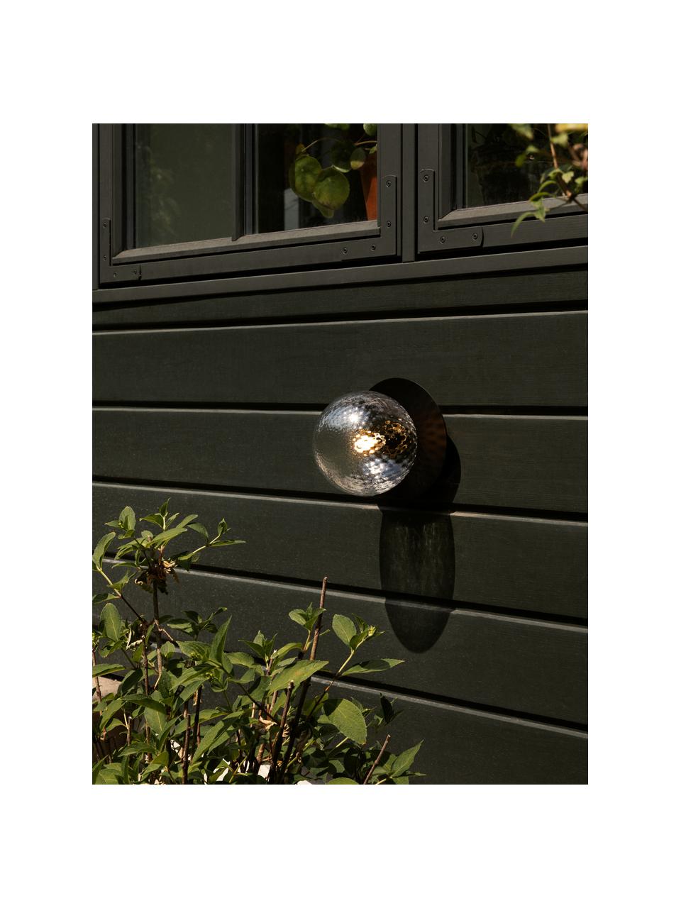 Outdoor wandlamp Liila, Lampenkap: glas, Zwart, transparant, Ø 17 x H 17 cm