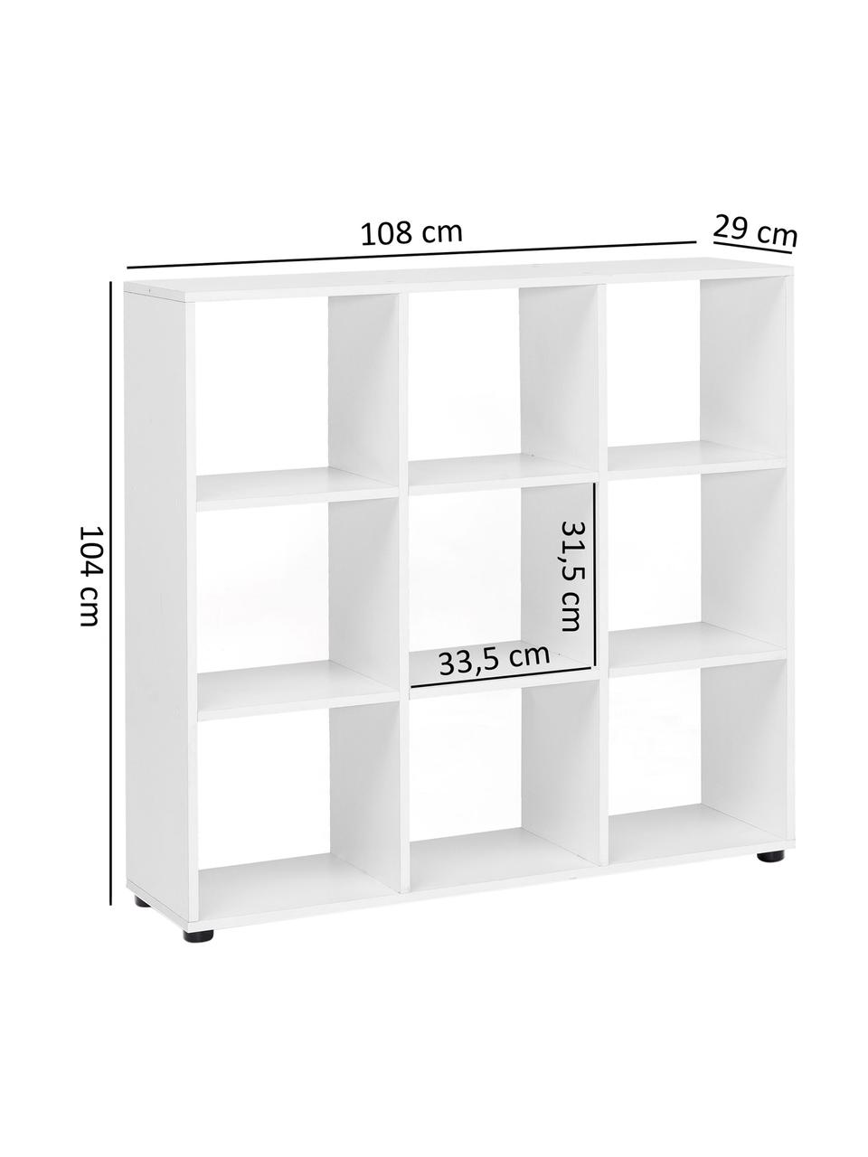 Libreria moderna in bianco opaco Zara, Truciolato, melaminico, Bianco, nero, Larg. 108 x Alt. 104 cm