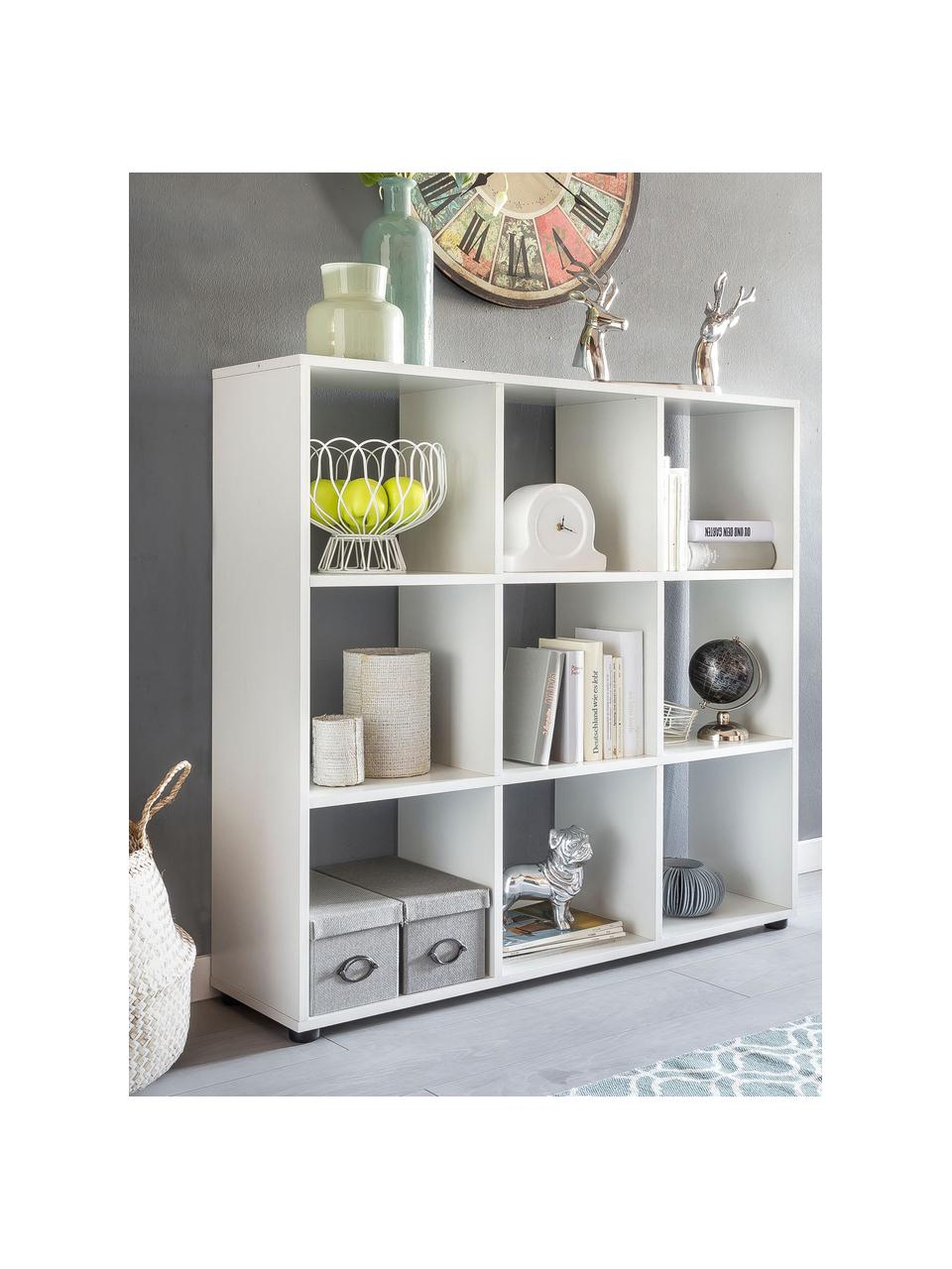 Libreria moderna in bianco opaco Zara, Truciolato, melaminico, Bianco, nero, Larg. 108 x Alt. 104 cm