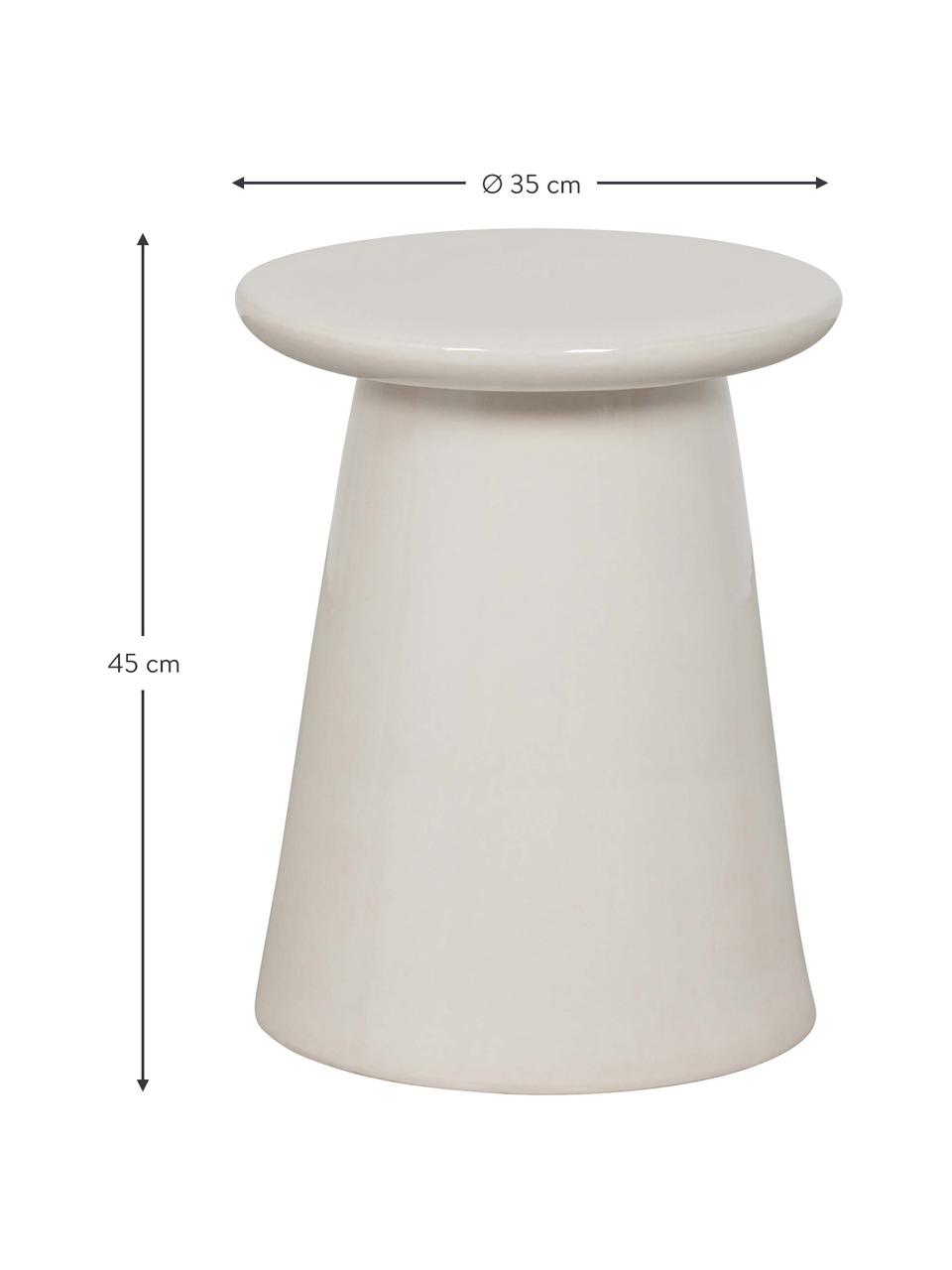 Tavolino fatto a mano in ceramica Button, Ceramica, Bianco, Ø 35 x Alt. 45 cm