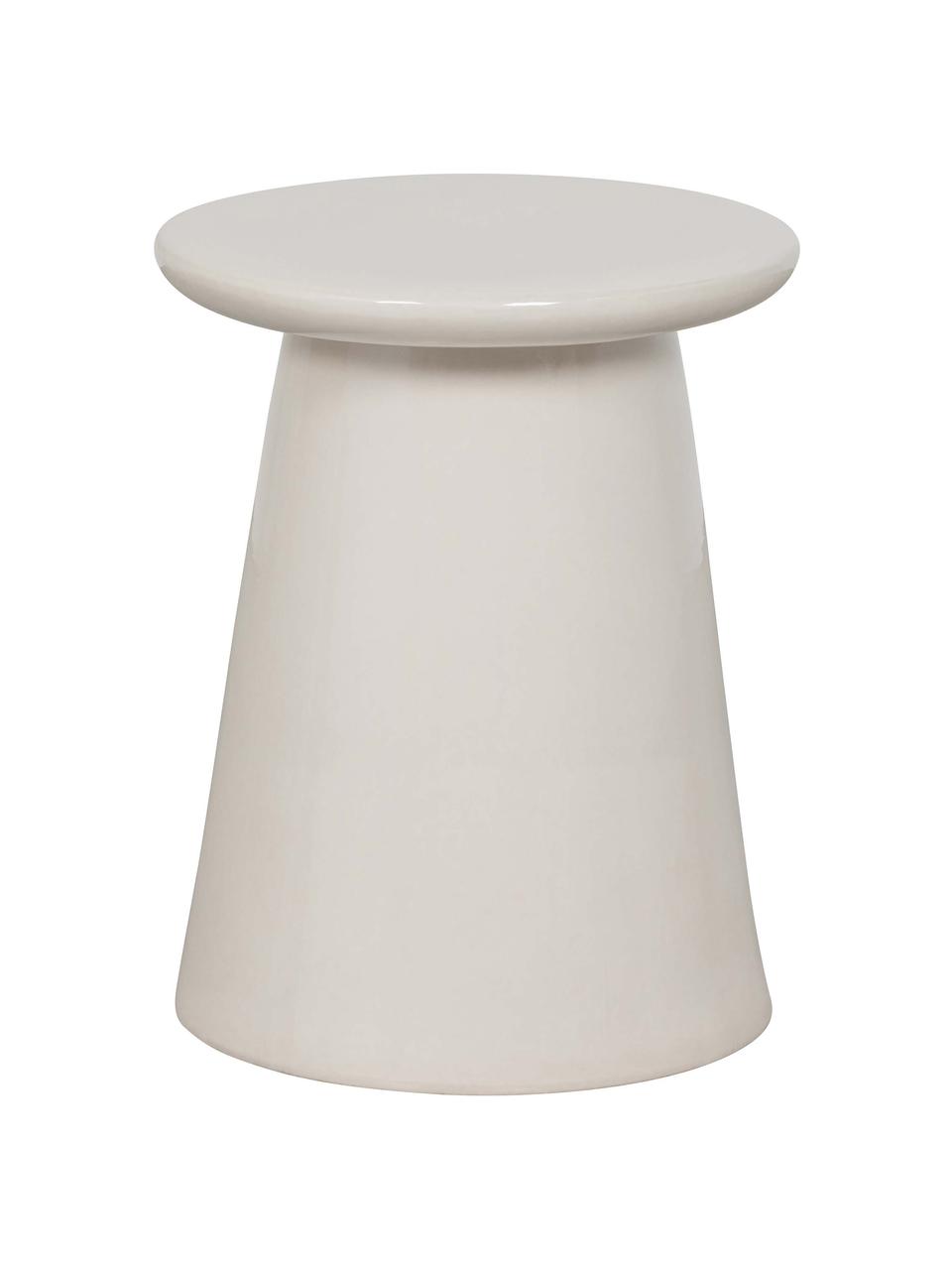 Tavolino fatto a mano in ceramica Button, Ceramica, Bianco, Ø 35 x Alt. 45 cm