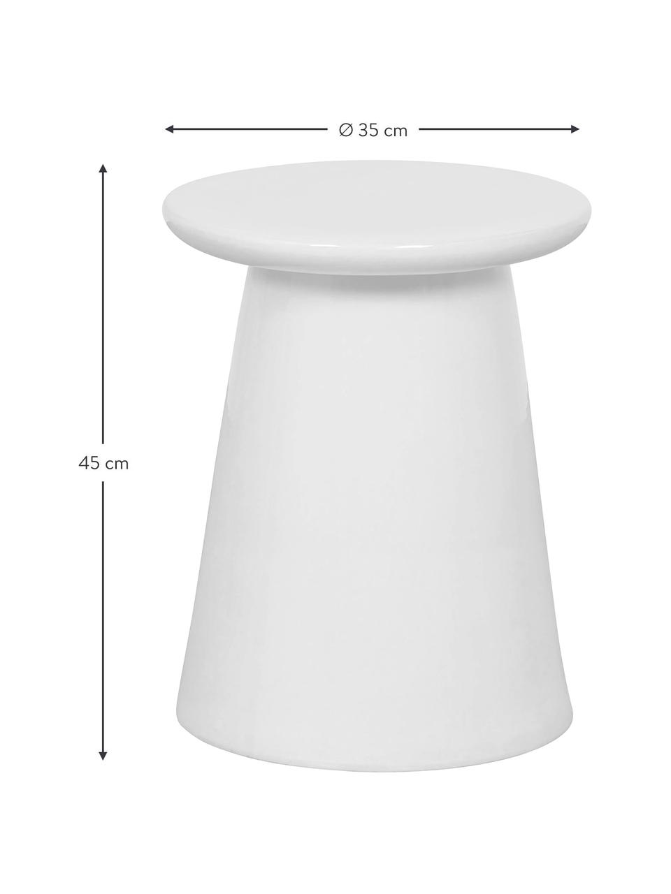 Handgefertigter Beistelltisch Button aus Keramik, Keramik, Weiß, Ø 35 x H 45 cm