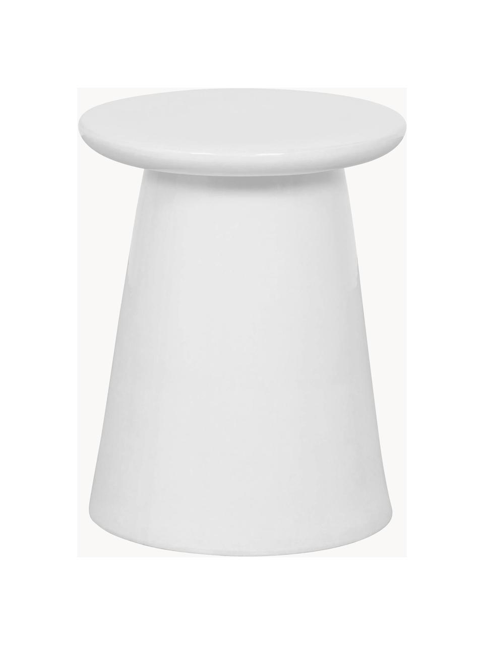 Table d'appoint en céramique faite main Button, Céramique, Blanc, Ø 35 x haut. 45 cm