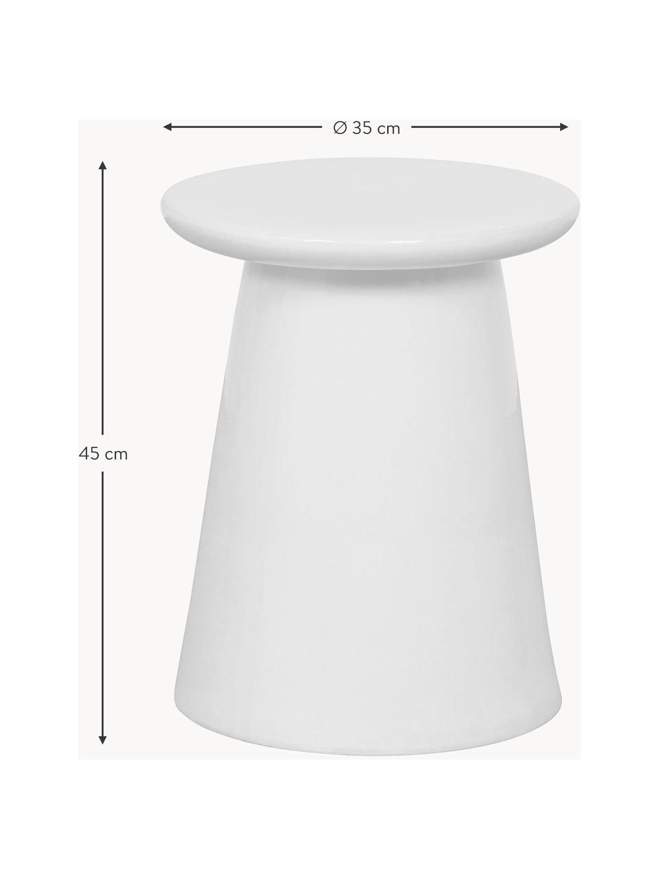 Mesa auxiliar artesanal de cerámica Button, Cerámica, Blanco, Ø 35 x Al 45 cm