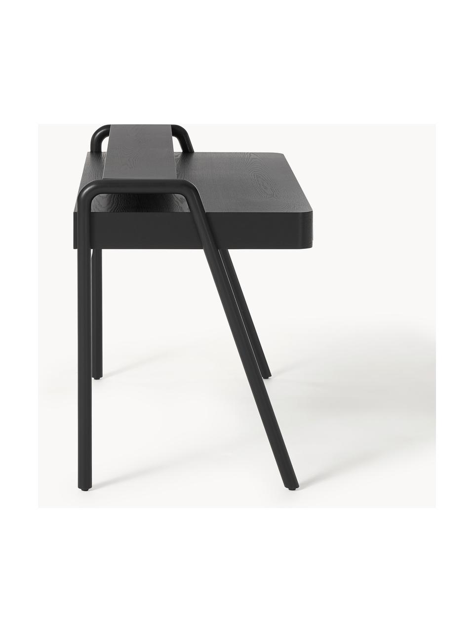 Bureau en frêne Evrak, Noir, larg. 139 x prof. 65 cm