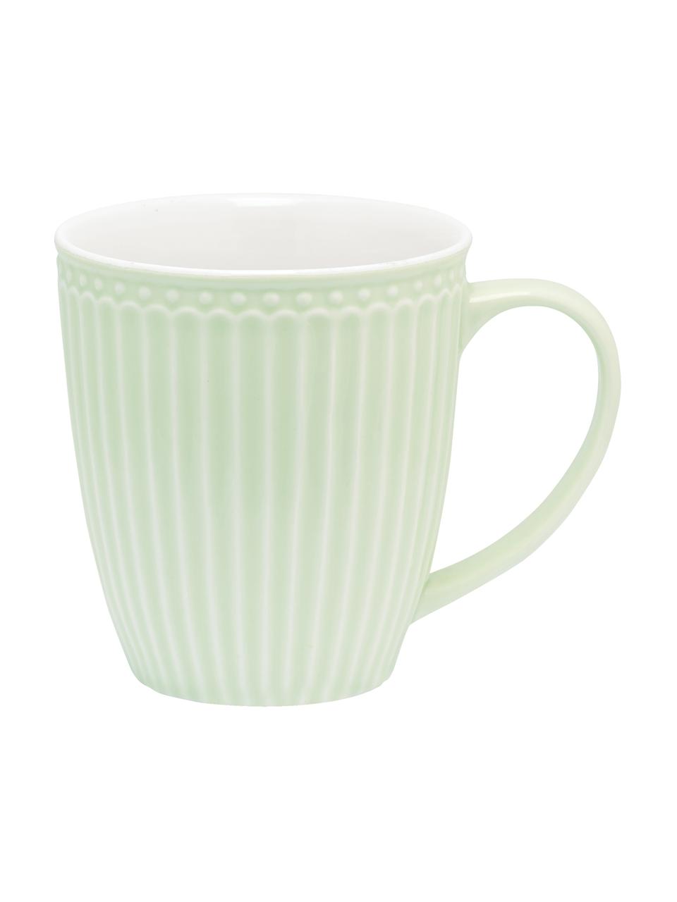 Tazas originales artesanales Alice, 2 uds., Gres, Verde pastel, Ø 10 x Al 10 cm